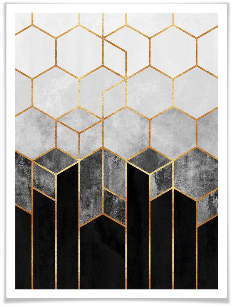 Image of Wall-Art Poster »Hexagon Schwarz Grau«, Schriftzug, (1 St.) bei Ackermann Versand Schweiz
