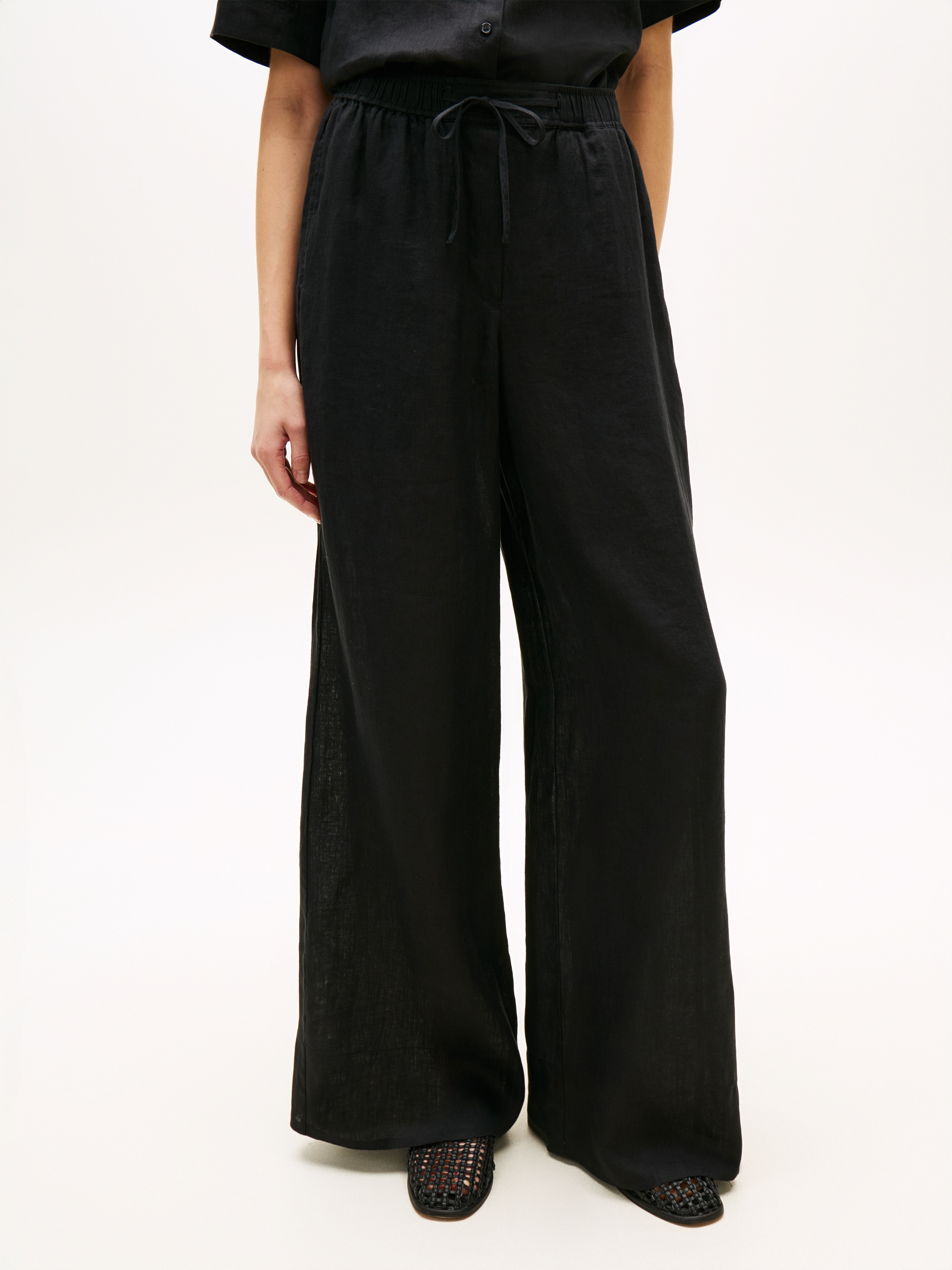 Tommy Hilfiger Pantalon en lin »ESS LINEN PULL ON PANTS«  en coupe ample, ceinture élastique