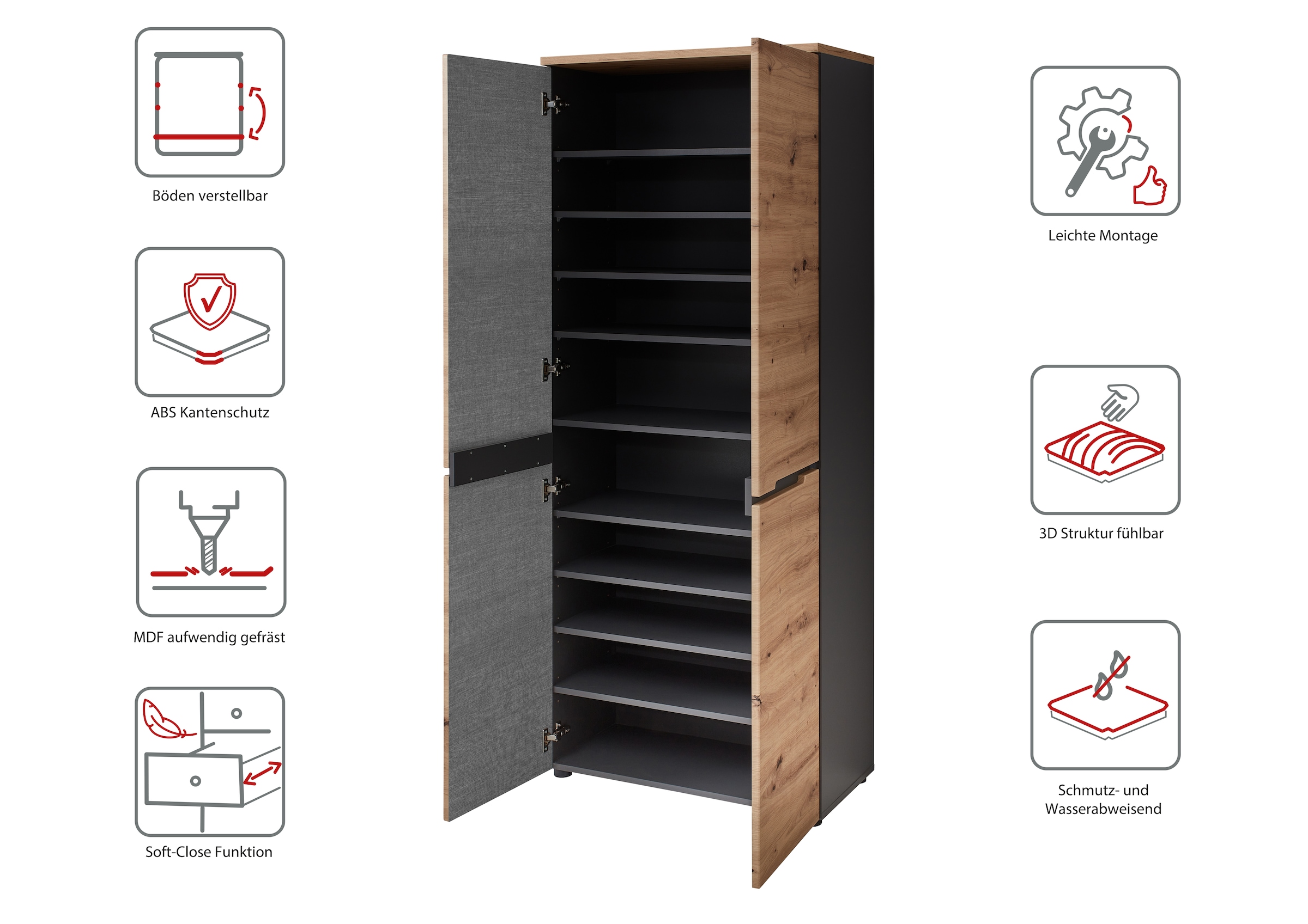 Innostyle Schuhschrank »Memphis Garderobenschrank,  80x192x38cm (B/H/T)« 1 Stk. tlg.
