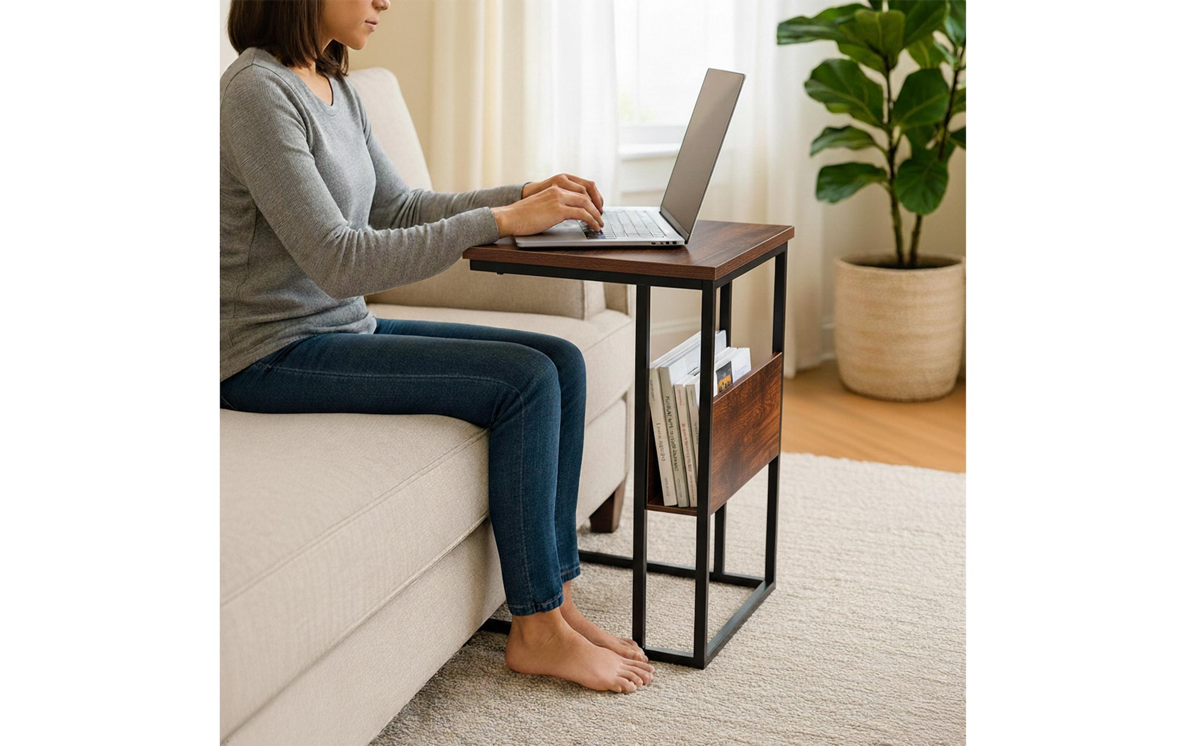 relaxdays Table d'appoint »in C-Form 60 x 55 cm«