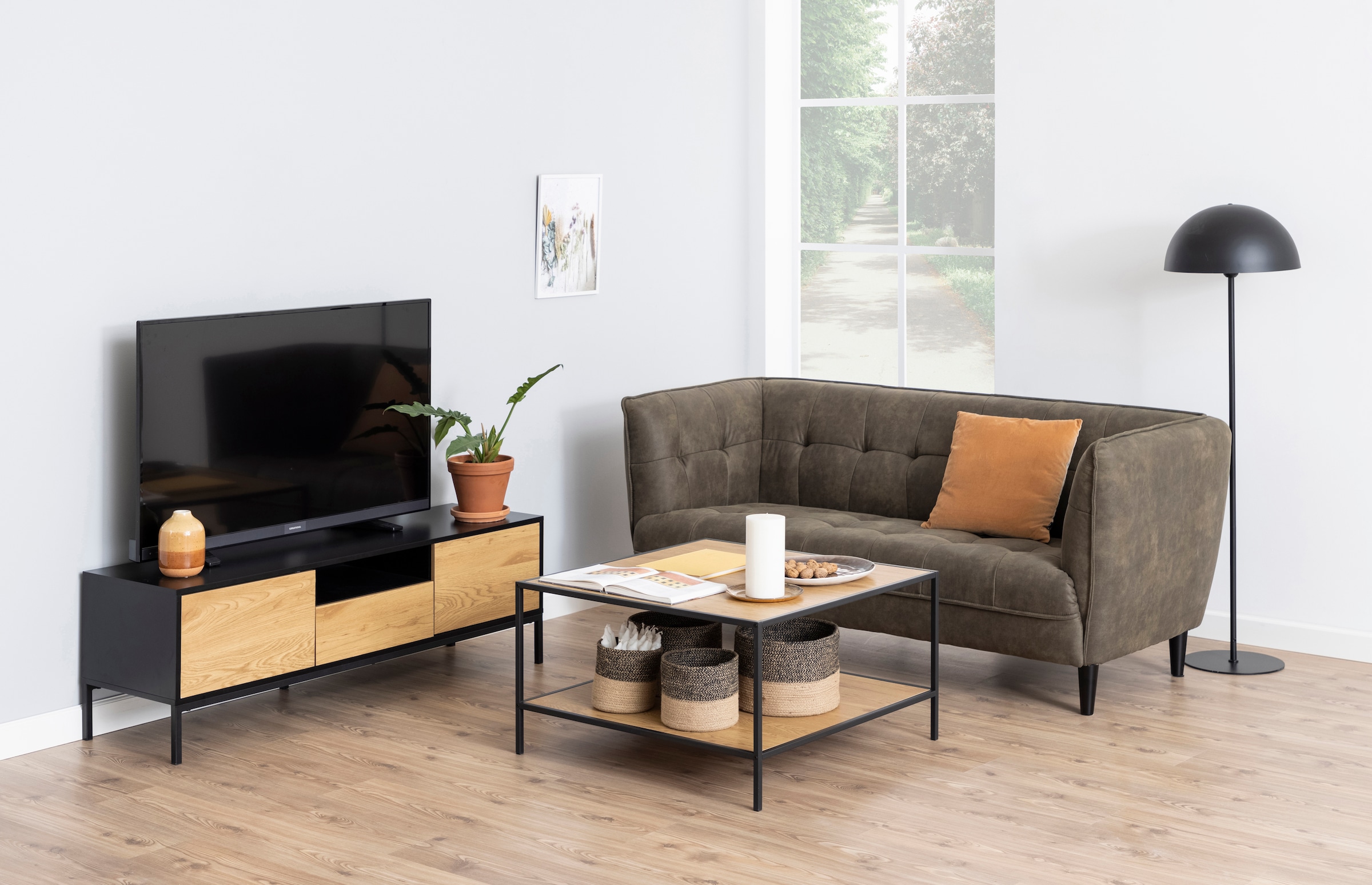 ACTONA GROUP TV-Schrank 1 Schublade, 1 offenem Fach und 2 geschlossenen Fächern, Breite 140 cm