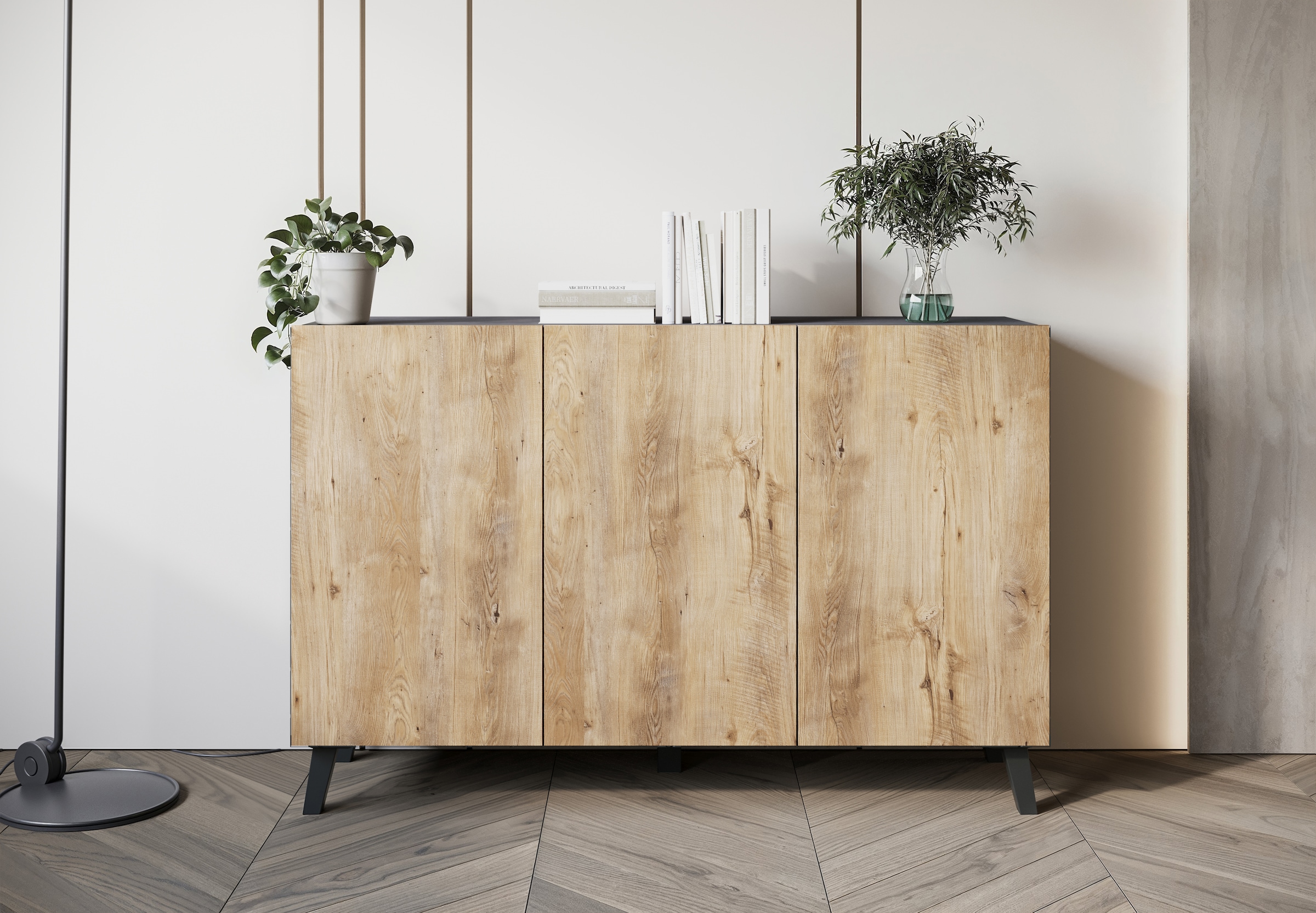 Image of Home affaire Sideboard "SIDEBOARD PHUKET II, Stilvolle, grifflose Kommode, Breite 120cm" 1 Stk. tlg. Mit 6 Fächern und höhenverstellbaren Einlegeböden