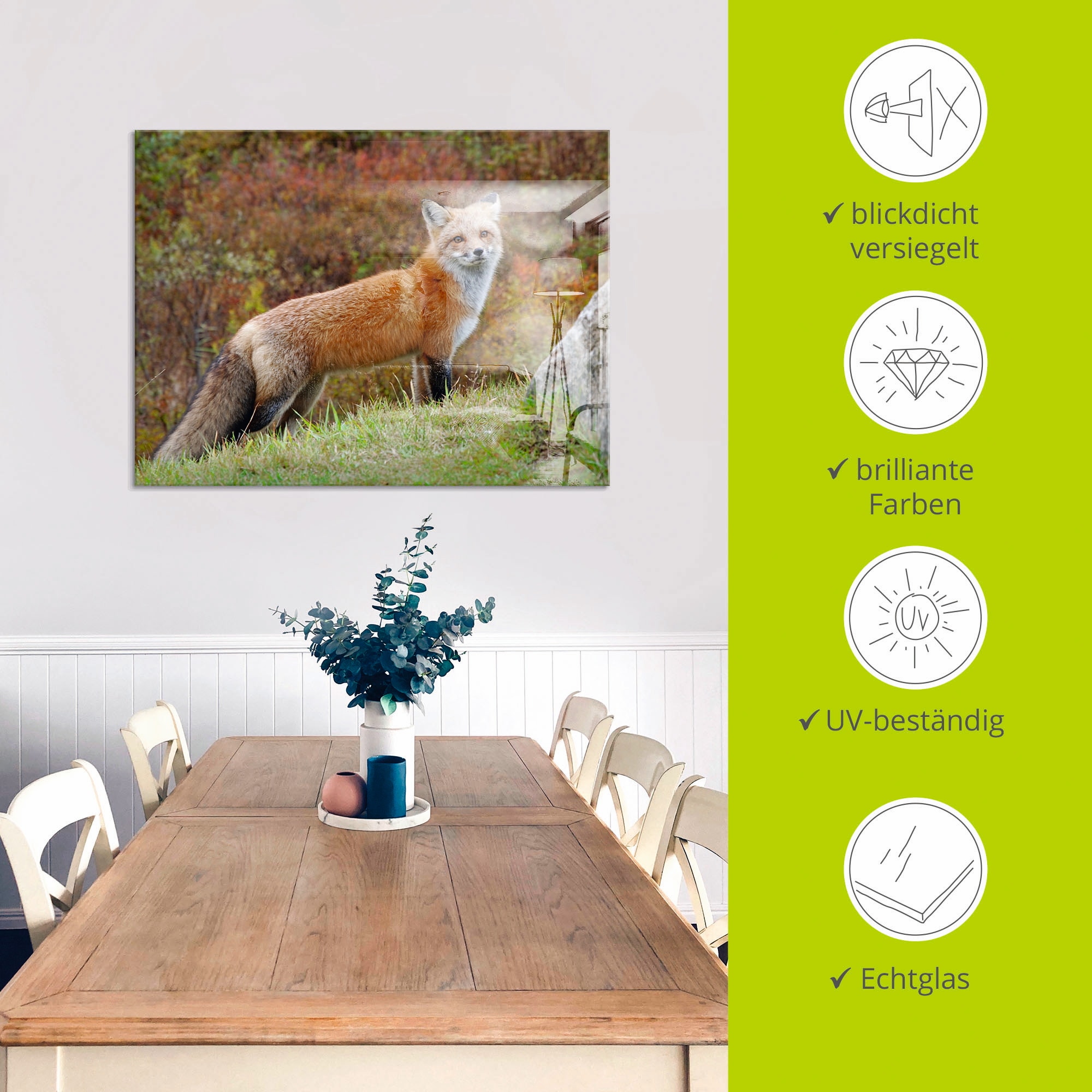 Artland Glasbild »Fuchs I« Wildtiere 1 Stk. tlg. in verschiedenen Grössen