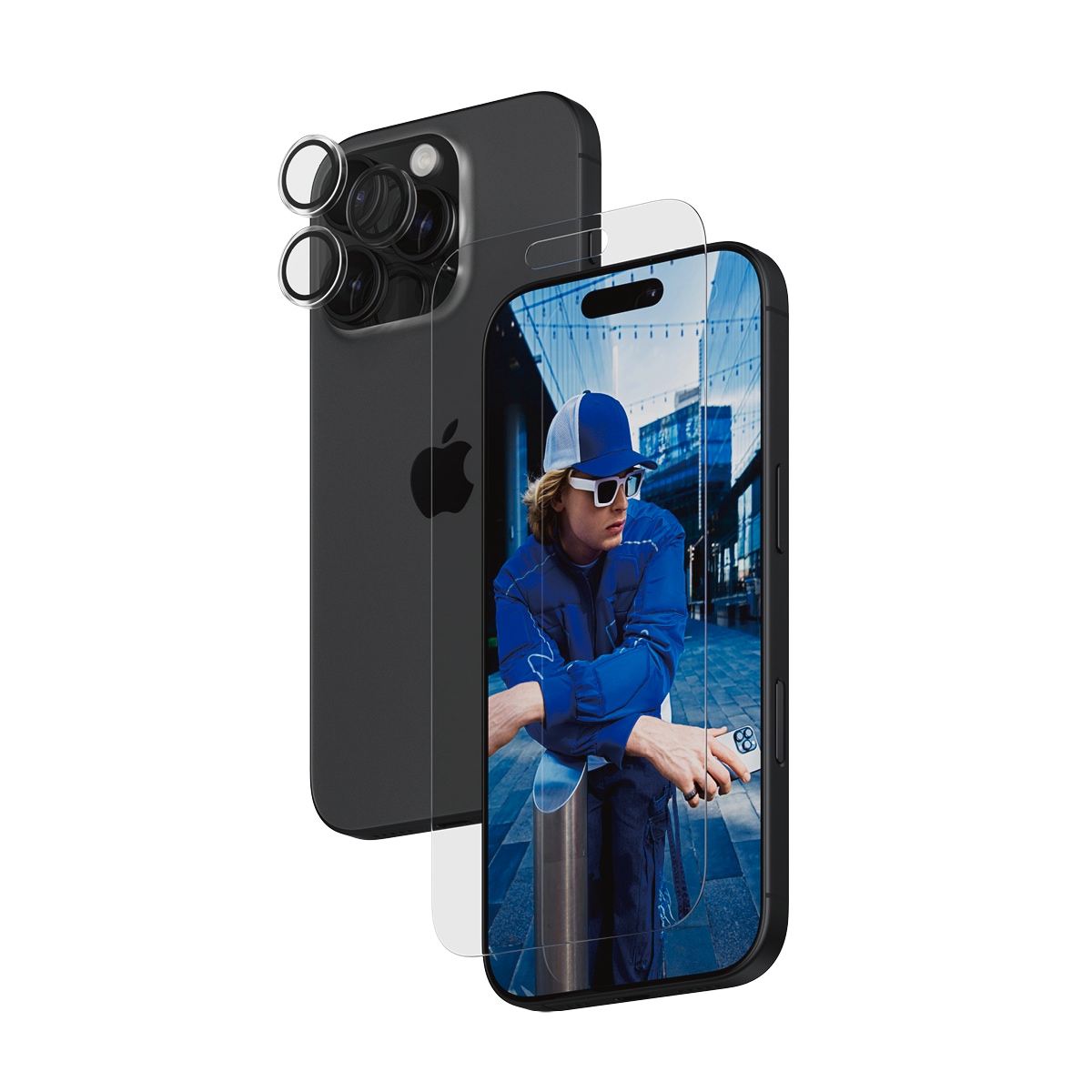 PanzerGlass Displayschutzglas »2-in-1 Protection, Glass, Lens Protector«, für Apple iPhone 16 Pro, Displayschutzfolie, Schutzfolie, Bildschirmschutz, kratz- & stossfest
