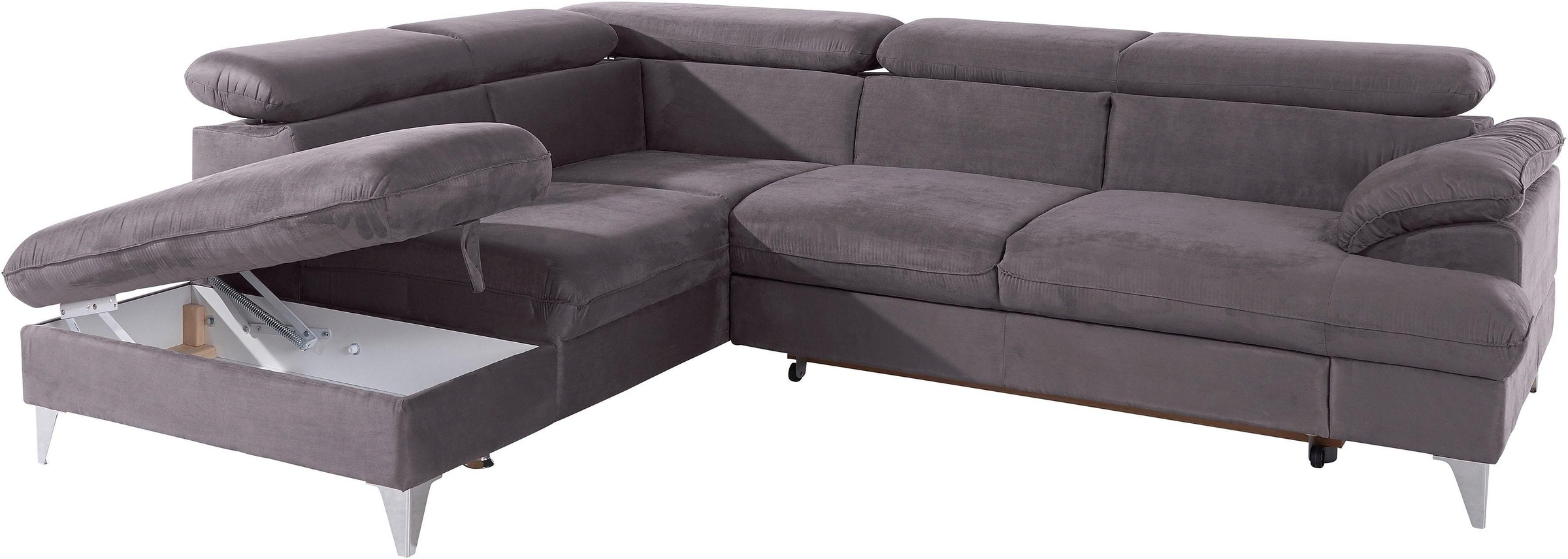 COTTA Polstergarnitur »Caluso L-Form«, Set bestehend aus: Ecksofa mit Kopfteilverstellung & Hocker