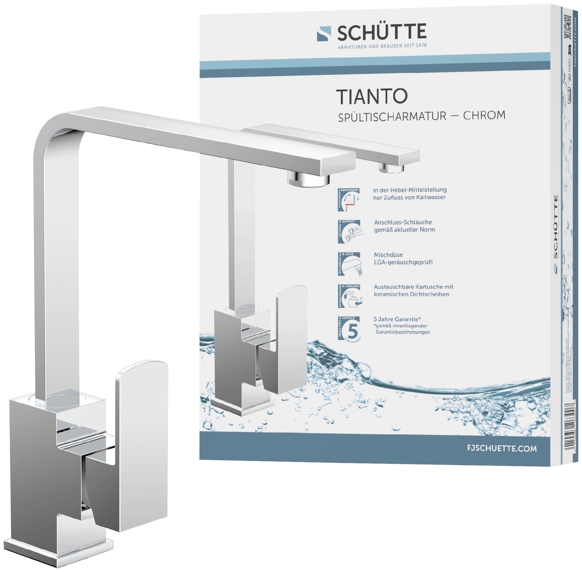 Spültischarmatur »Tianto«, 360° schwenkbarer Wasserhahn, Mischbatterie, Chrom, Hochdruck