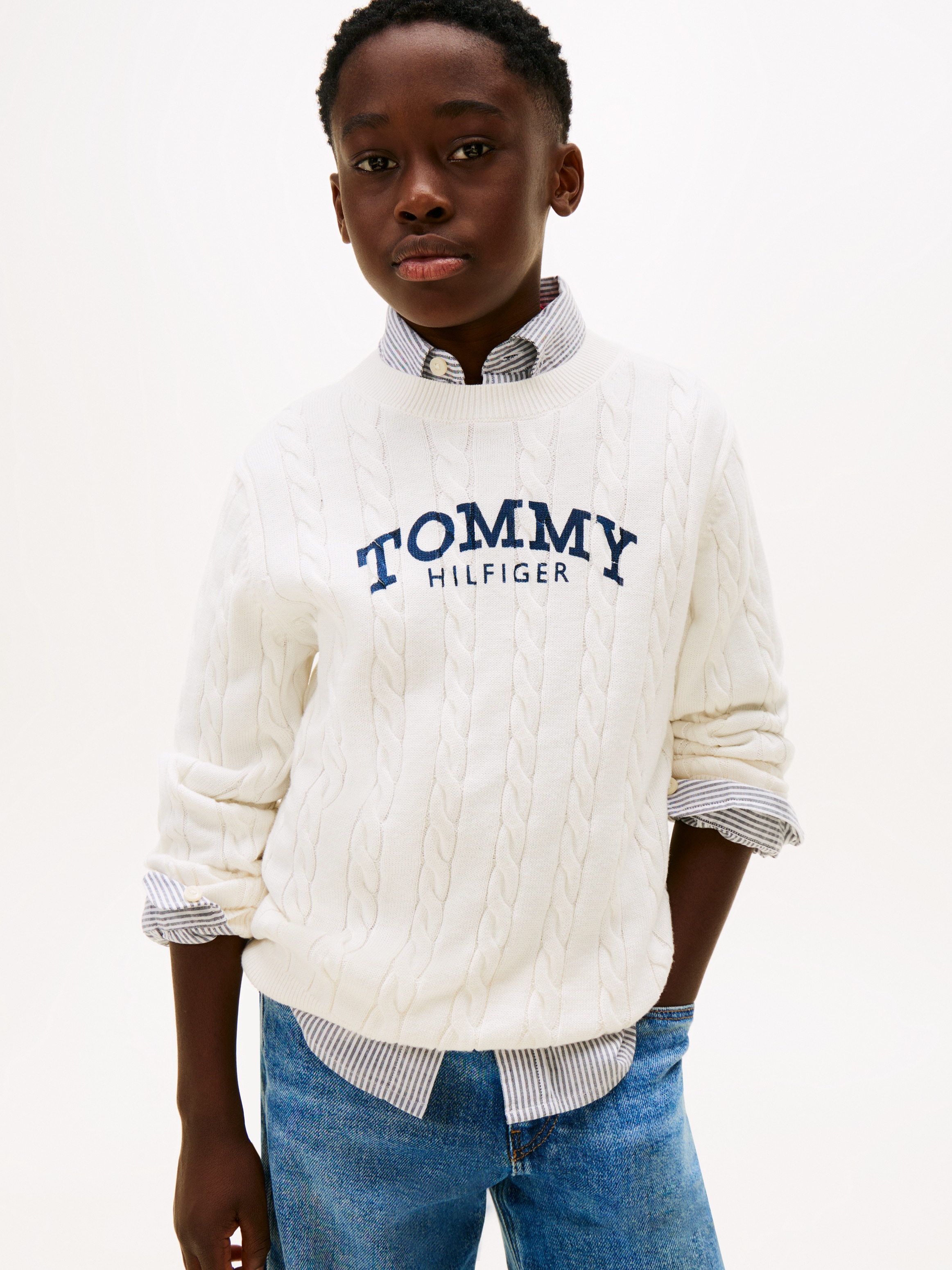 Image of Tommy Hilfiger Strickpullover Regular fit, für Kinder bis 16 Jahre, Druck