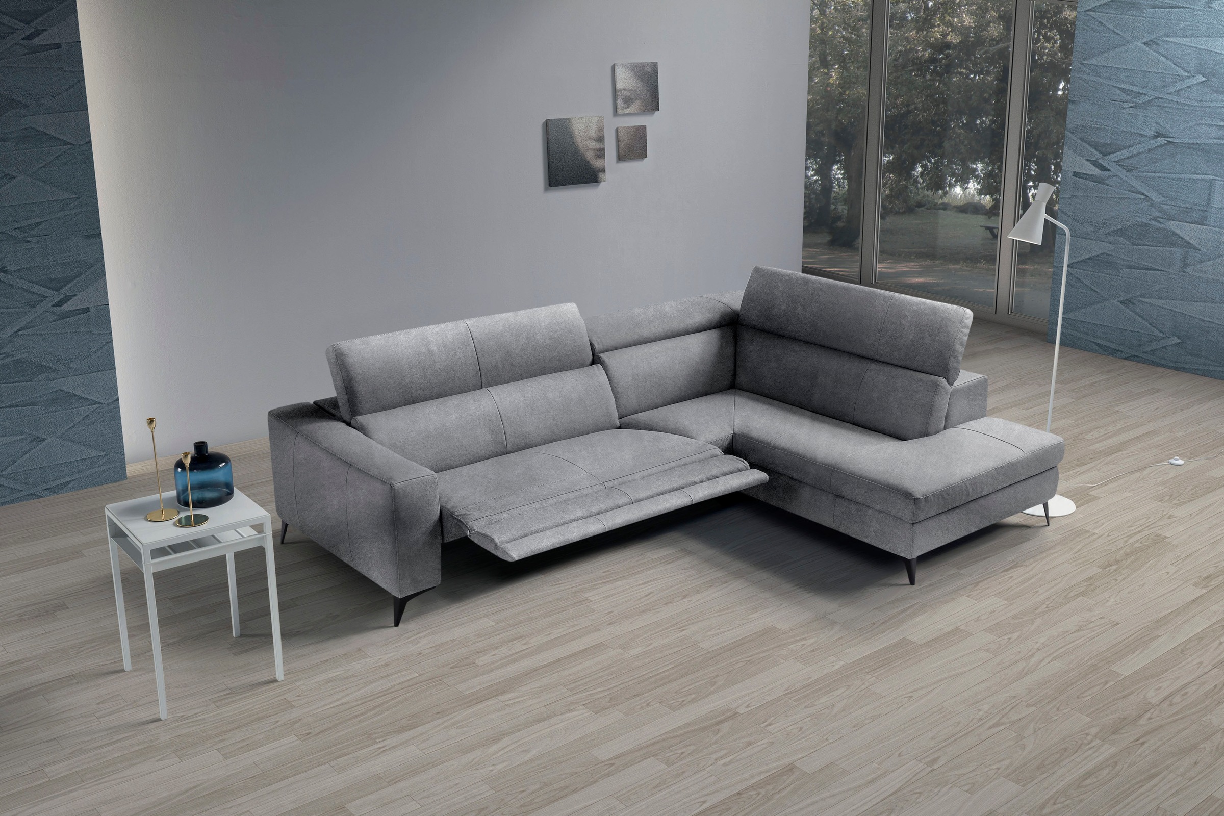 Egoitaliano Ecksofa »Edith, Designsofa mit hohem Sitzkomfort, L-Form«, inkl. elektrischer Relaxfunktion und manuell verstellbaren Kopfteilen