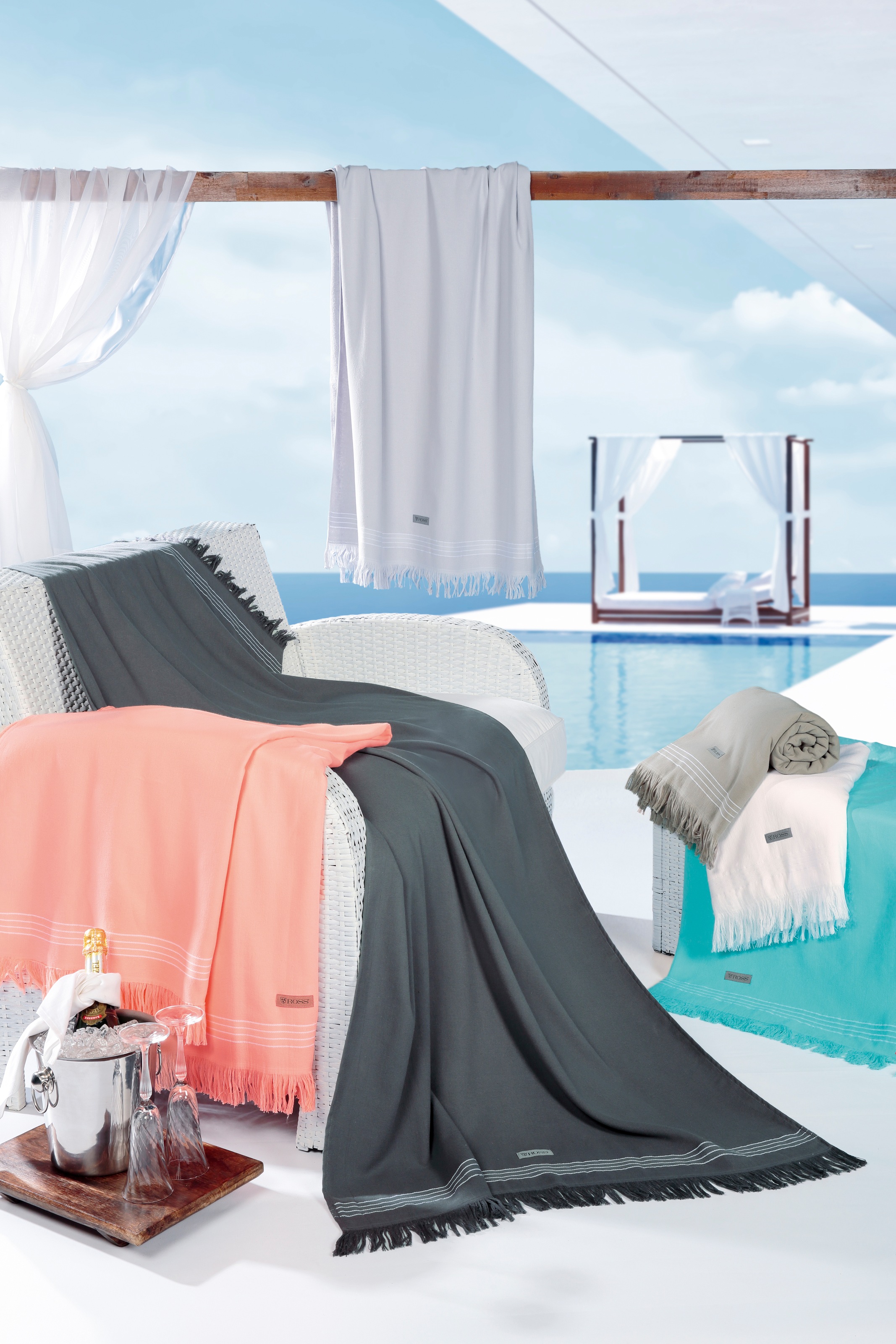 ROSS Hamamtuch "Hamam" idealer Begleiter für Strand, Sauna oder Wellnessbereich