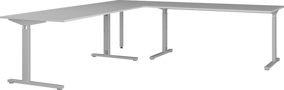 Image of GERMANIA Eckschreibtisch "GW-Profi 3.0 Winkelkombination" Bestehend aus Schreibtisch 4252 und 4253, 3 Stk. tlg. mechanisch höheneinstellbar bestehend aus 2 Schreibtischen