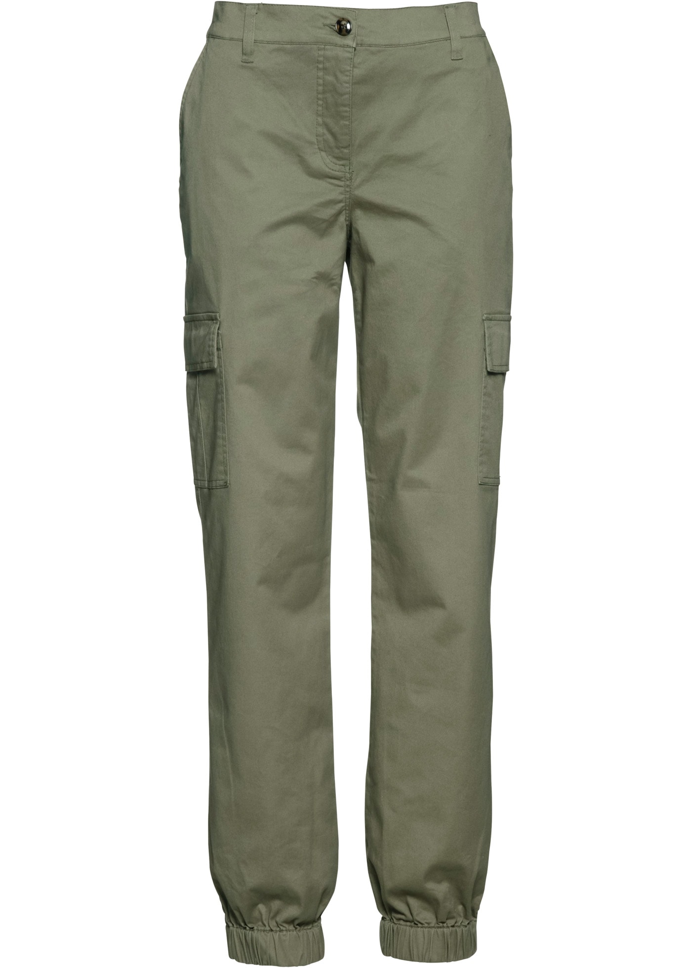 bonprix Pantalon cargo  aus Baumwolle mit Elasthan, lockere Passform, mit Bequembund