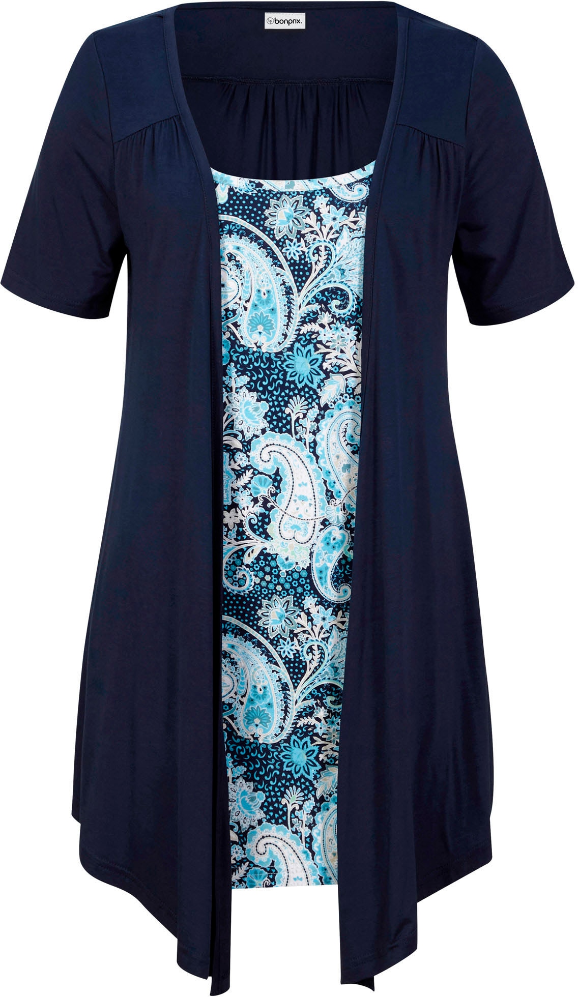 bonprix T-Shirt A-Linie Passform, Halbarm-Design, mit Print, Rundhalsausschnitt