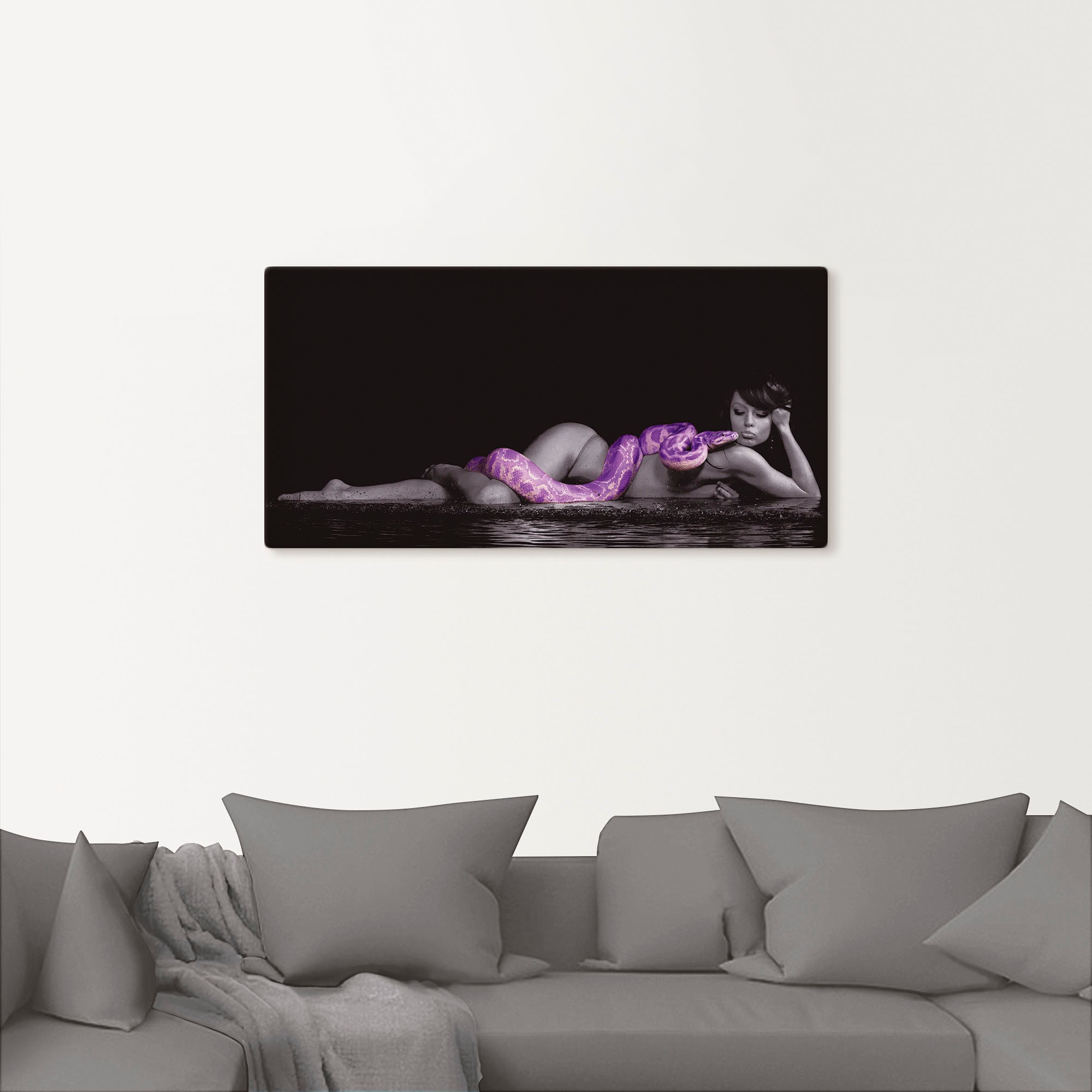 Artland Wandbild »Frau in Wasser liegend mit Python« Frau 1 Stk. tlg. auf Holzrahmen gespannt