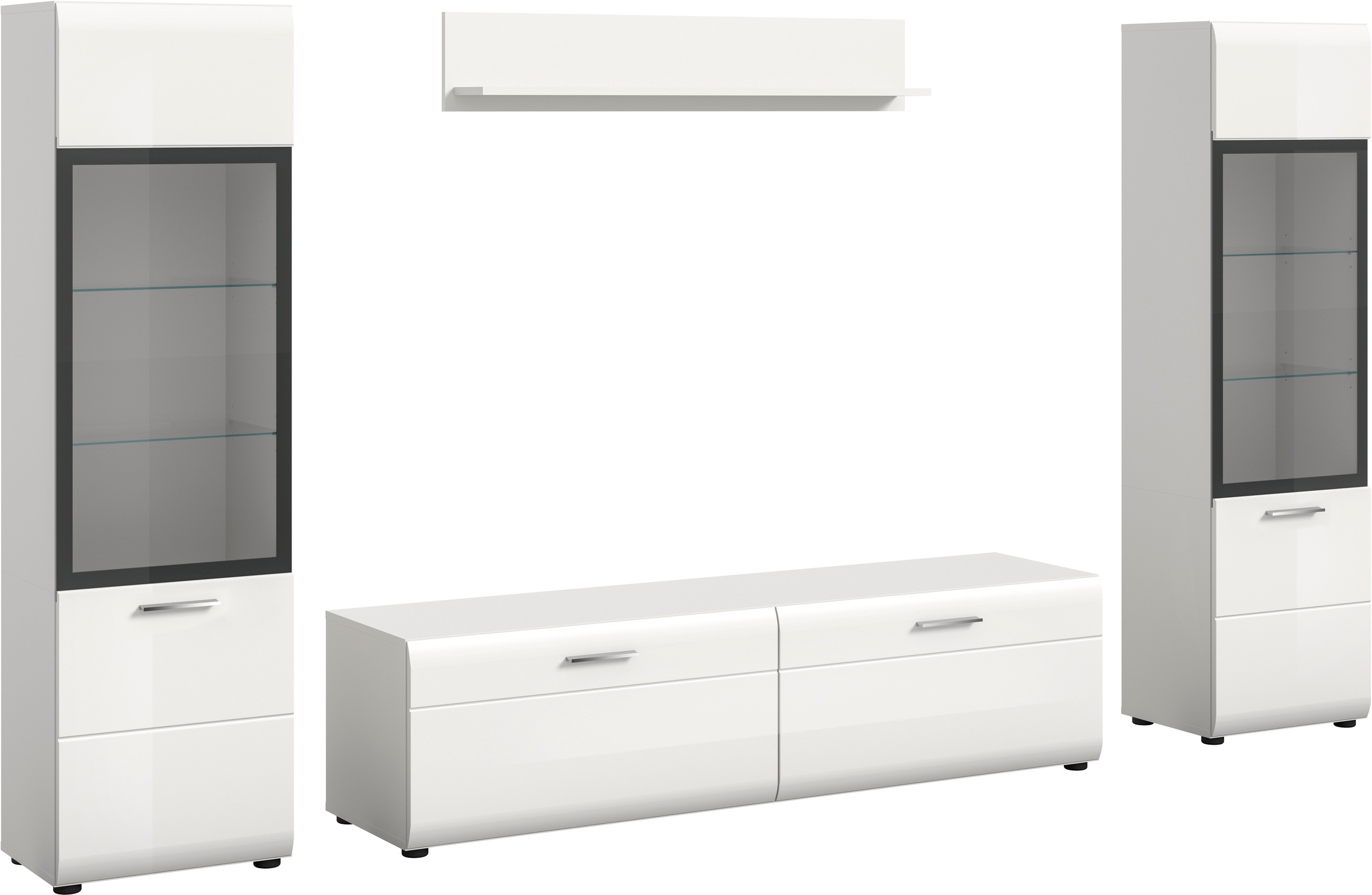 Image of Home affaire Wohnwand "FLORENZ, 4-teilige Wohn-Kombination, hochwertige MDF-Front" Set, Set, best. aus: 2 Vitrinen, 1 Lowboard, 1 Wandboard, 4 Stk. tlg.