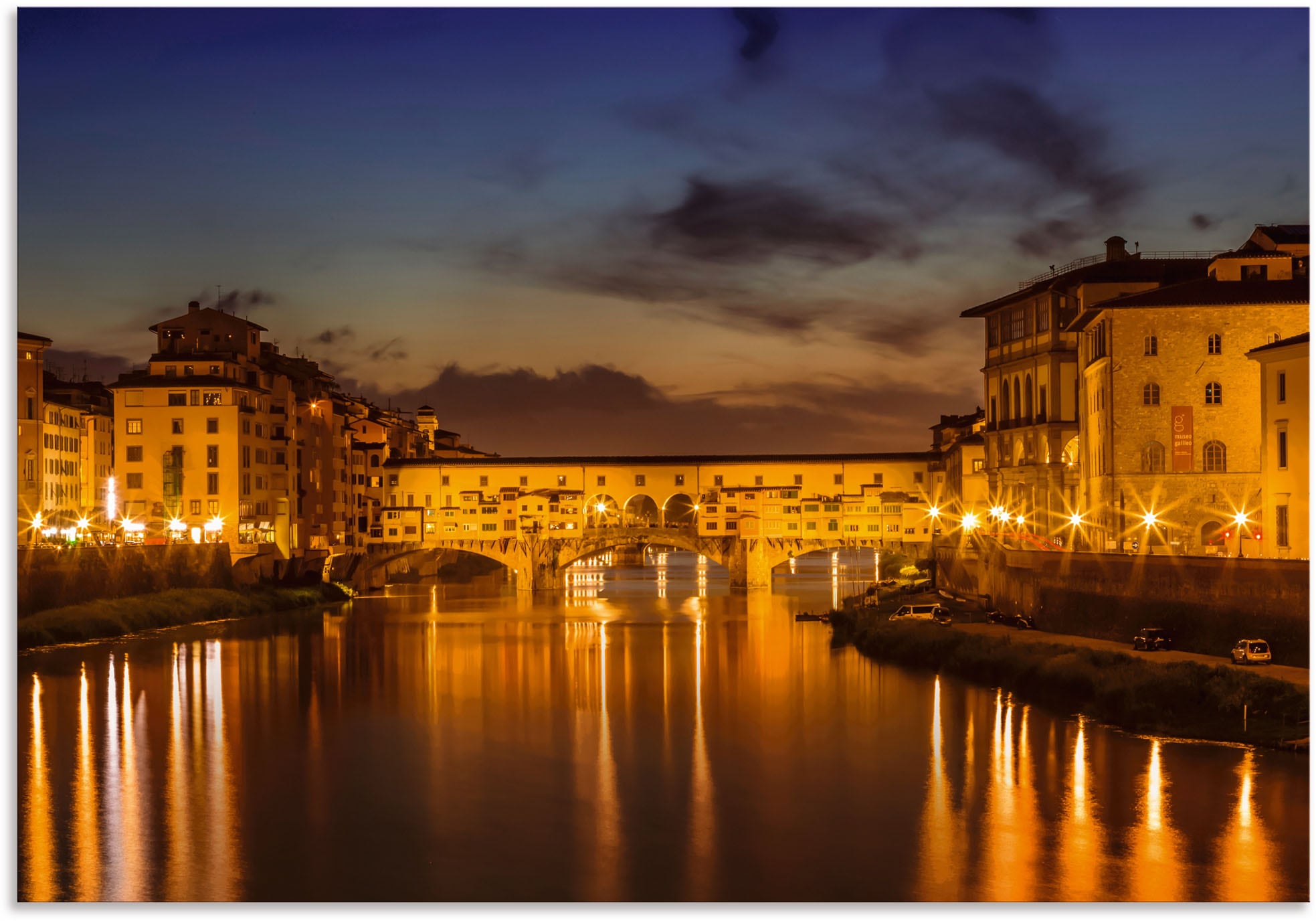 Artland Wandbild »FLORENZ Ponte Vecchio am Abend«, Florenz, (1 St.), als Alubild, Outdoorbild, Leinwandbild in verschied. Grössen