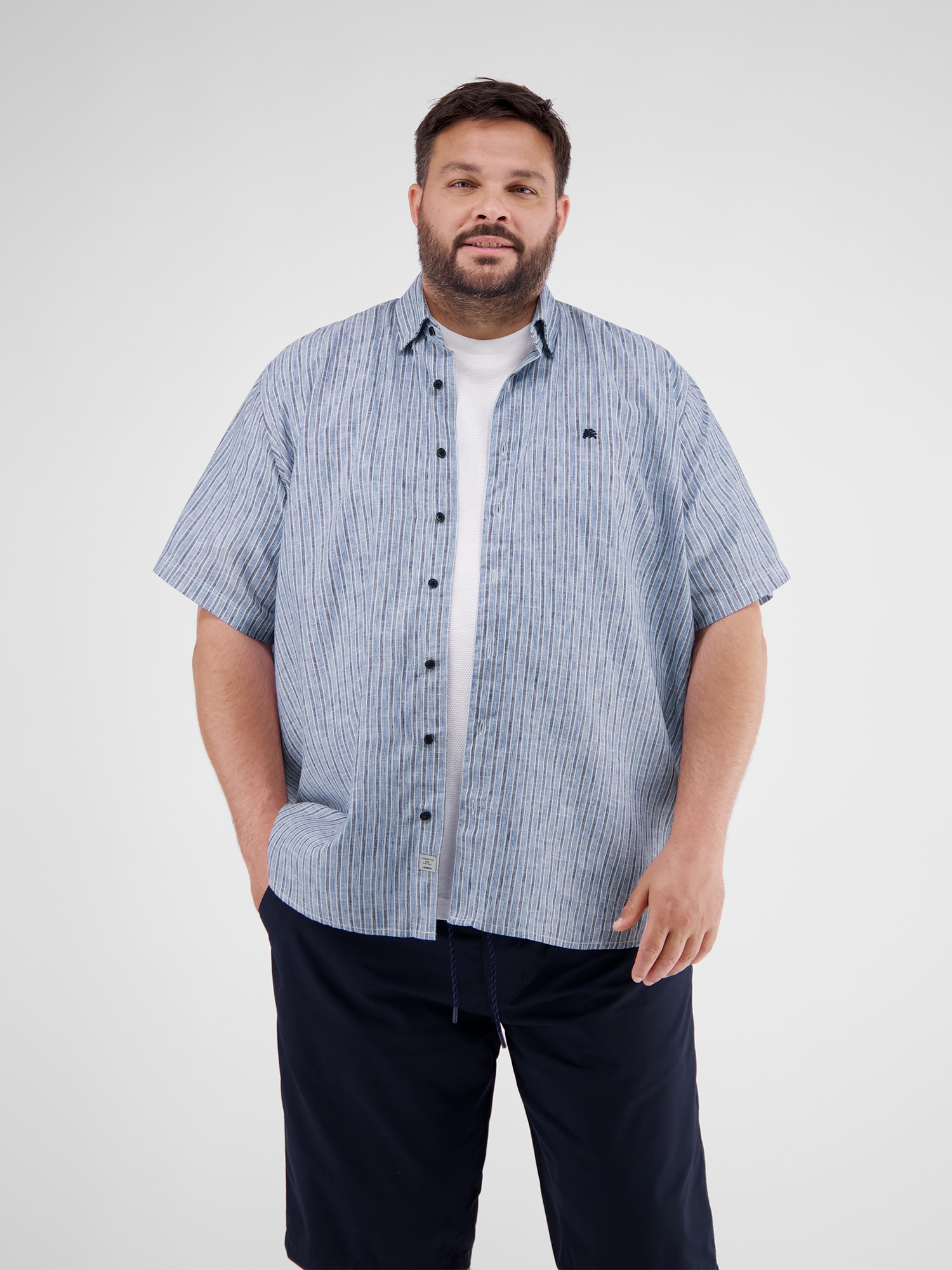 LERROS Chemise à manches courtes »Gestreiftes Herrenhemd in Grossen Grössen«