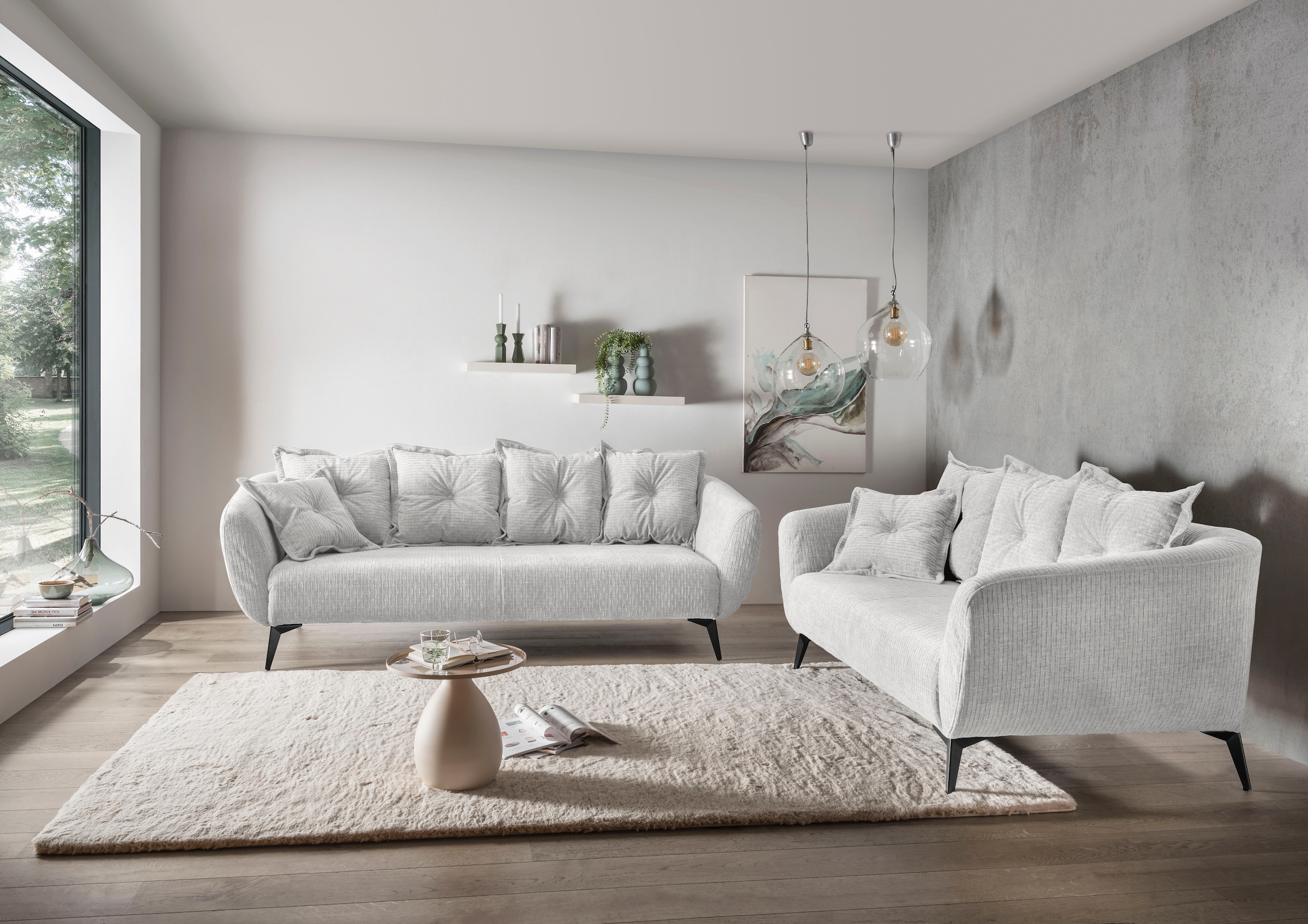 Home affaire 2,5-Sitzer »Baggio, Breite 196 cm zeitlos & elegant, bequem« schwarze Metallfüsse