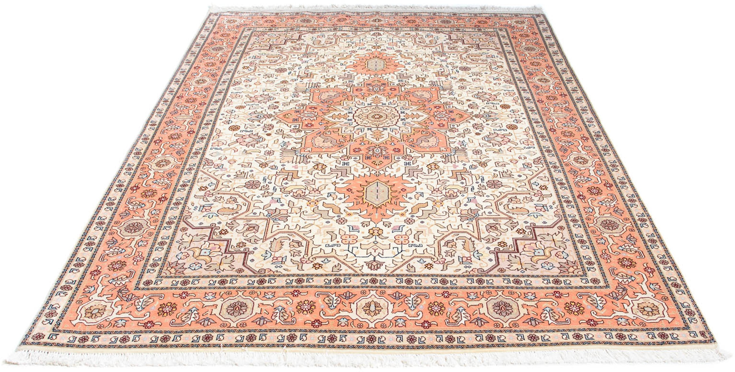 Image of morgenland Orientteppich »Perser - Täbriz - Royal - 216 x 153 cm - beige«, rechteckig, 7 mm Höhe, Wohnzimmer, Handgeknüpft, Einzelstück mit Zertifikat bei Ackermann Versand Schweiz