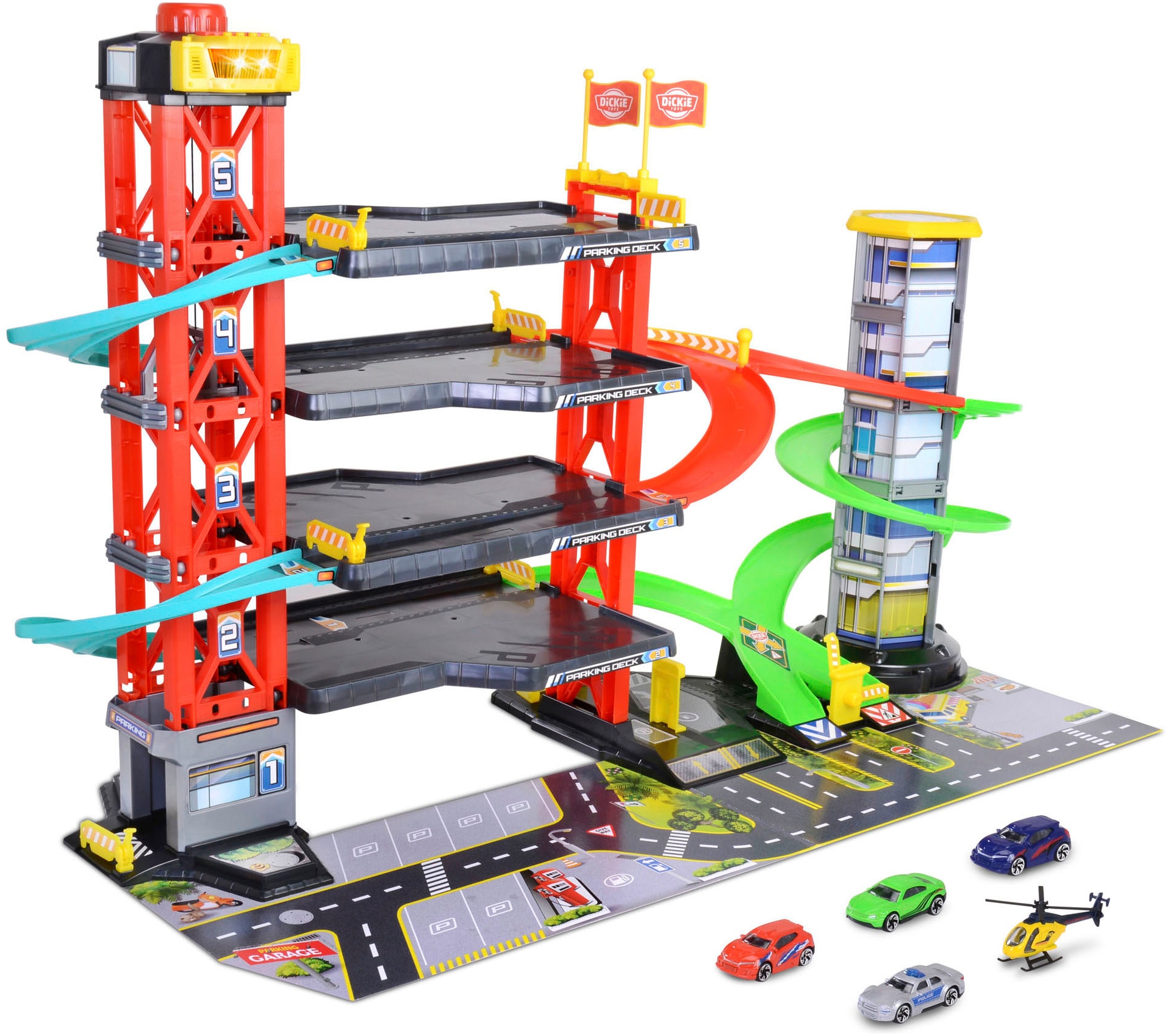 Dickie Toys Garage de parc de jeu »Parking Garage« inklusive 5 Fahrzeuge; mit Licht und Sound