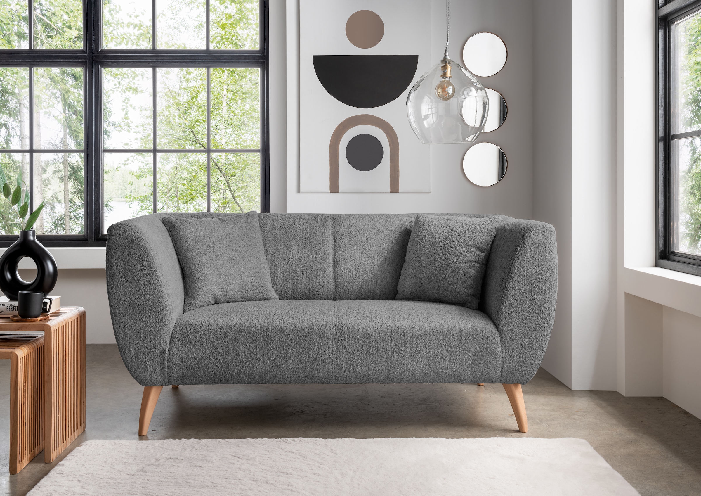 Home affaire Ecksofa »Lazio modern und bequem, schmale Armlehnen, tolle Detailverarbeitung« zwei verschiedene Fussfarben wählbar