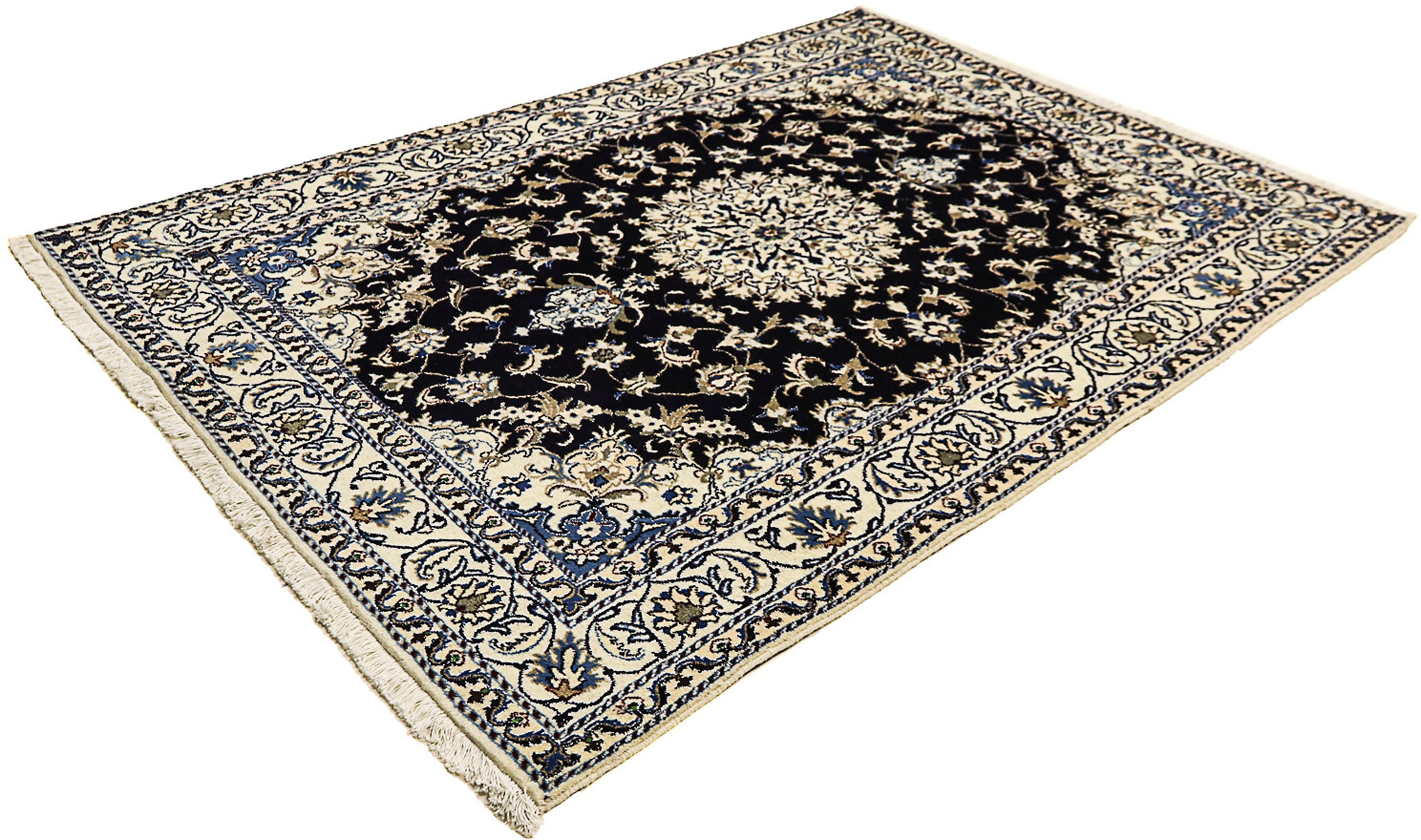 Image of morgenland Orientteppich »Perser - Nain - 234 x 168 cm - dunkelblau«, rechteckig, 12 mm Höhe, Wohnzimmer, Handgeknüpft, Einzelstück mit Zertifikat bei Ackermann Versand Schweiz