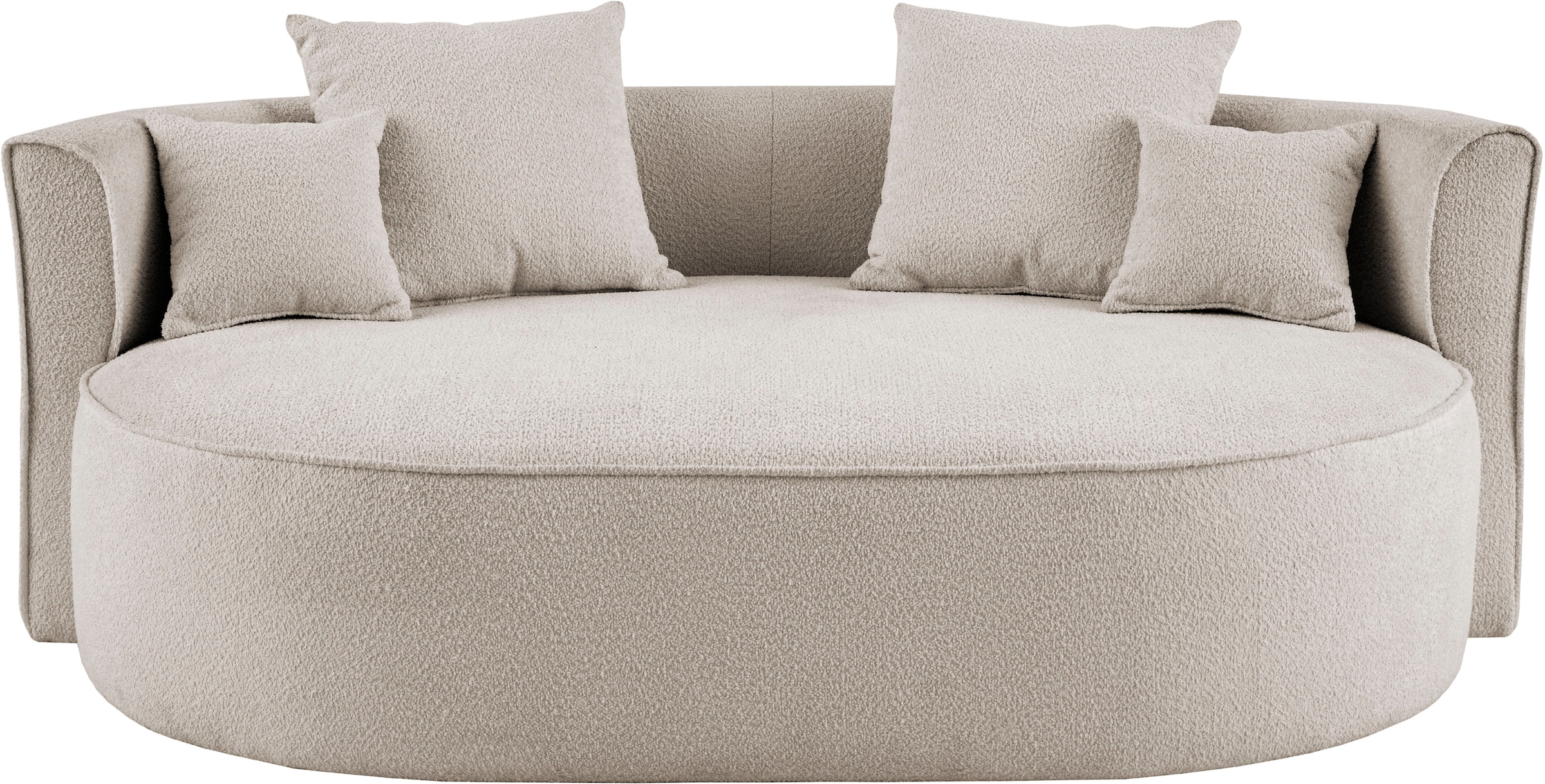 LeGer Home by Lena Gercke 2,5-Sitzer »ISALIE, rundes Loungesofa, mit Kissen, perfekt gepolstert«, moderne Stoffe, mit 4 Zierkissen, extra grosse Sitzfläche