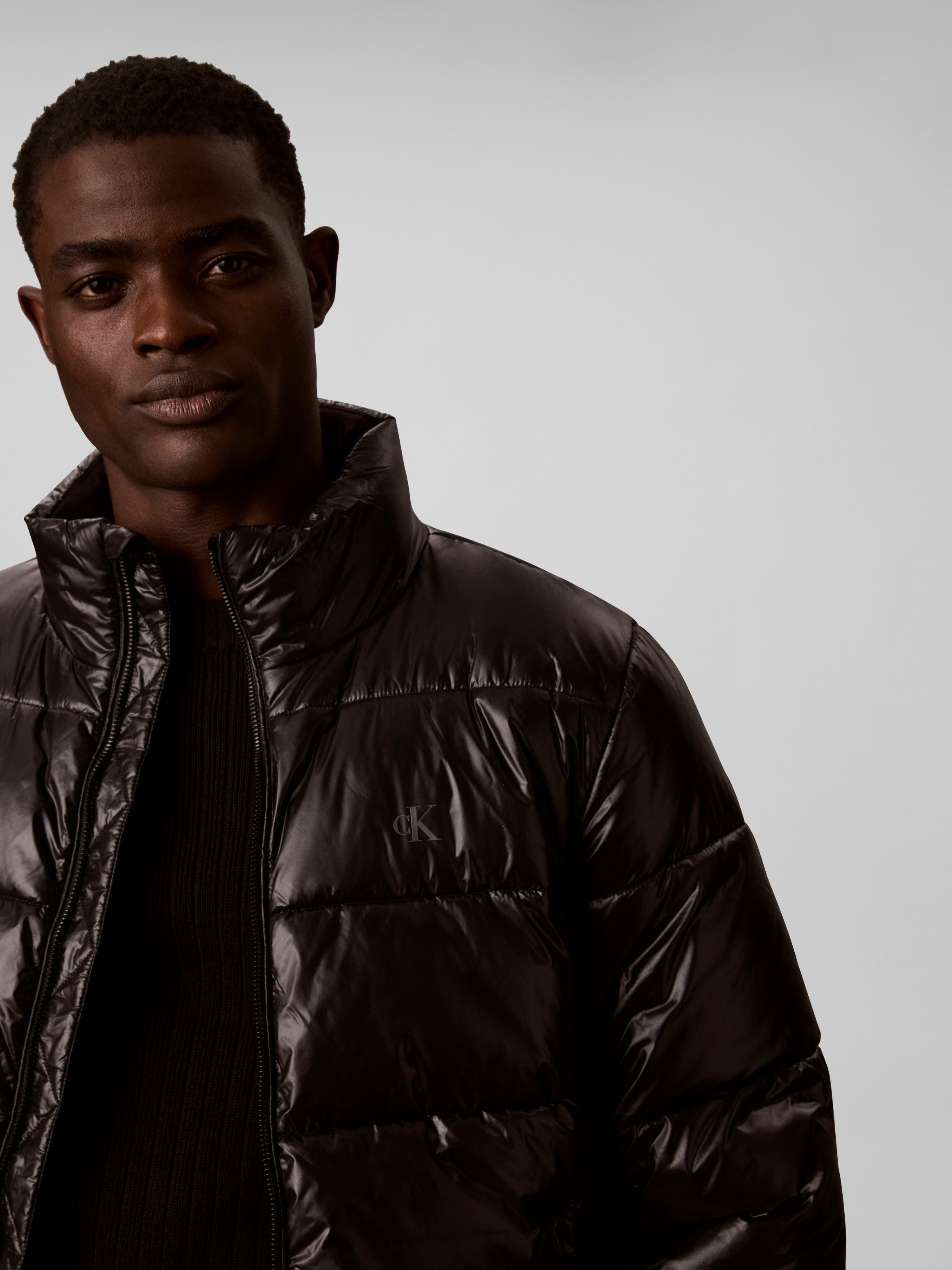 Calvin Klein Veste matelassée »HIGH SHINE NYLON PUFFER« sans capuche Regular fit mit Stehkragen