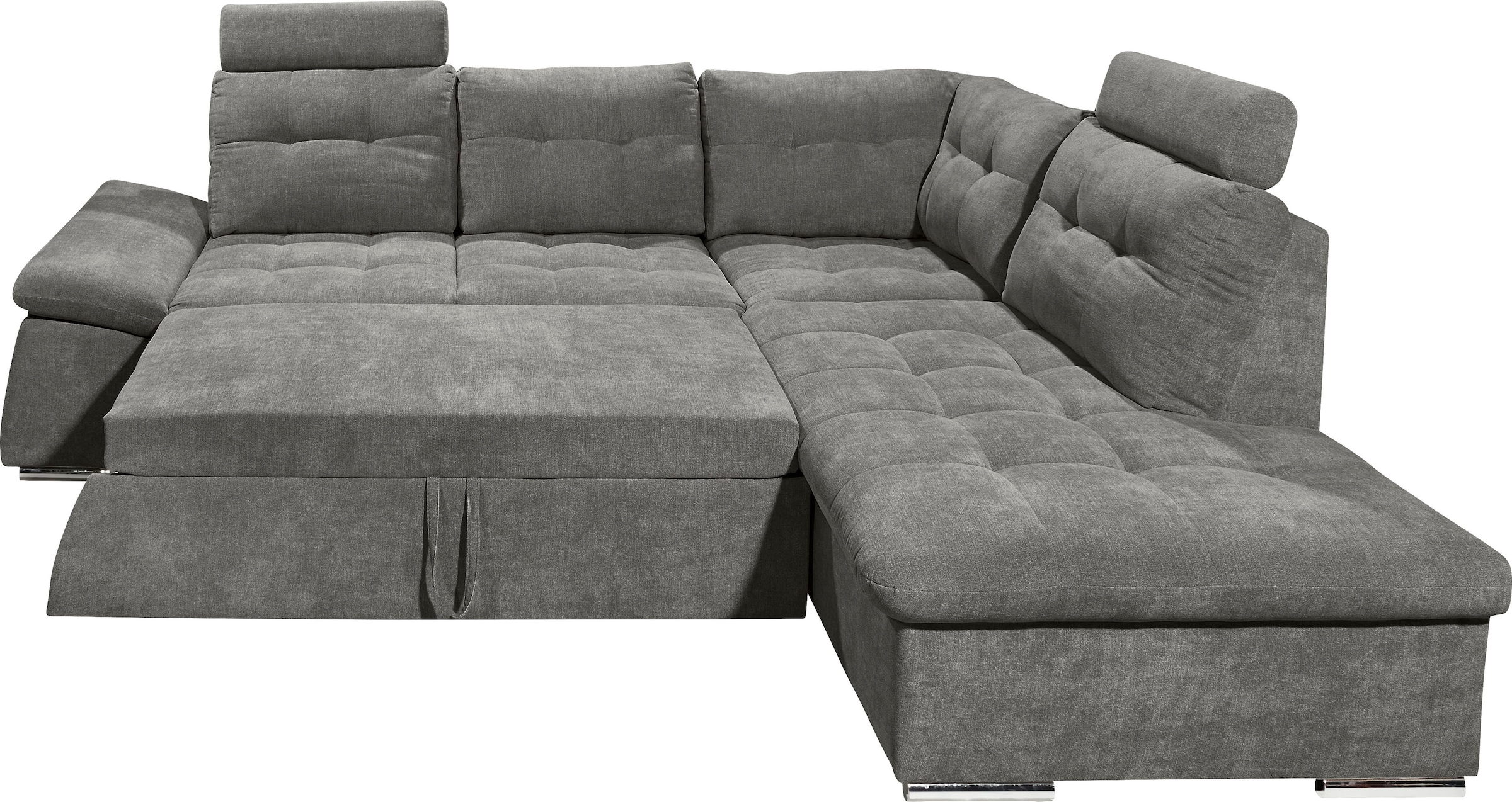 ED EXCITING DESIGN Ecksofa »Nalo L-Form«, mit Bettfunktion, Armteilverstellung, Kopfstützen & 2 Nierenkissen