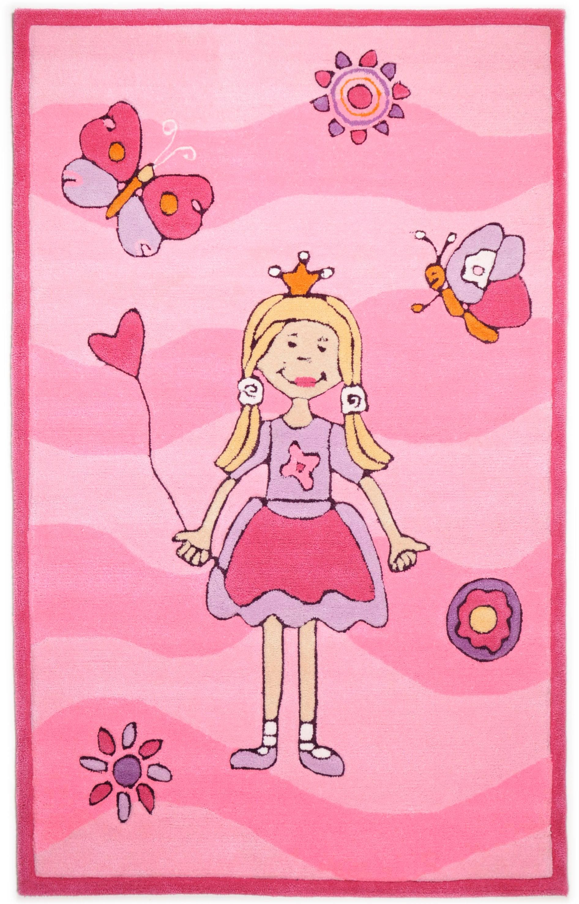 THEKO Kinderteppich »Maui 3035«, rechteckig, 14 mm Höhe, Kurzflor, Motiv Prinzessin, Kinderzimmer