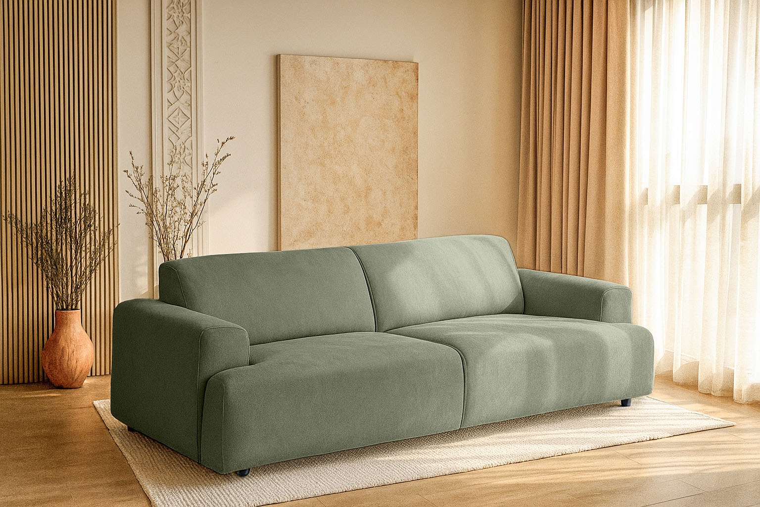 GOODproduct 3-places »Linkka, Breite 237 cm« en tissu chenille doux, avec suspension ondulée