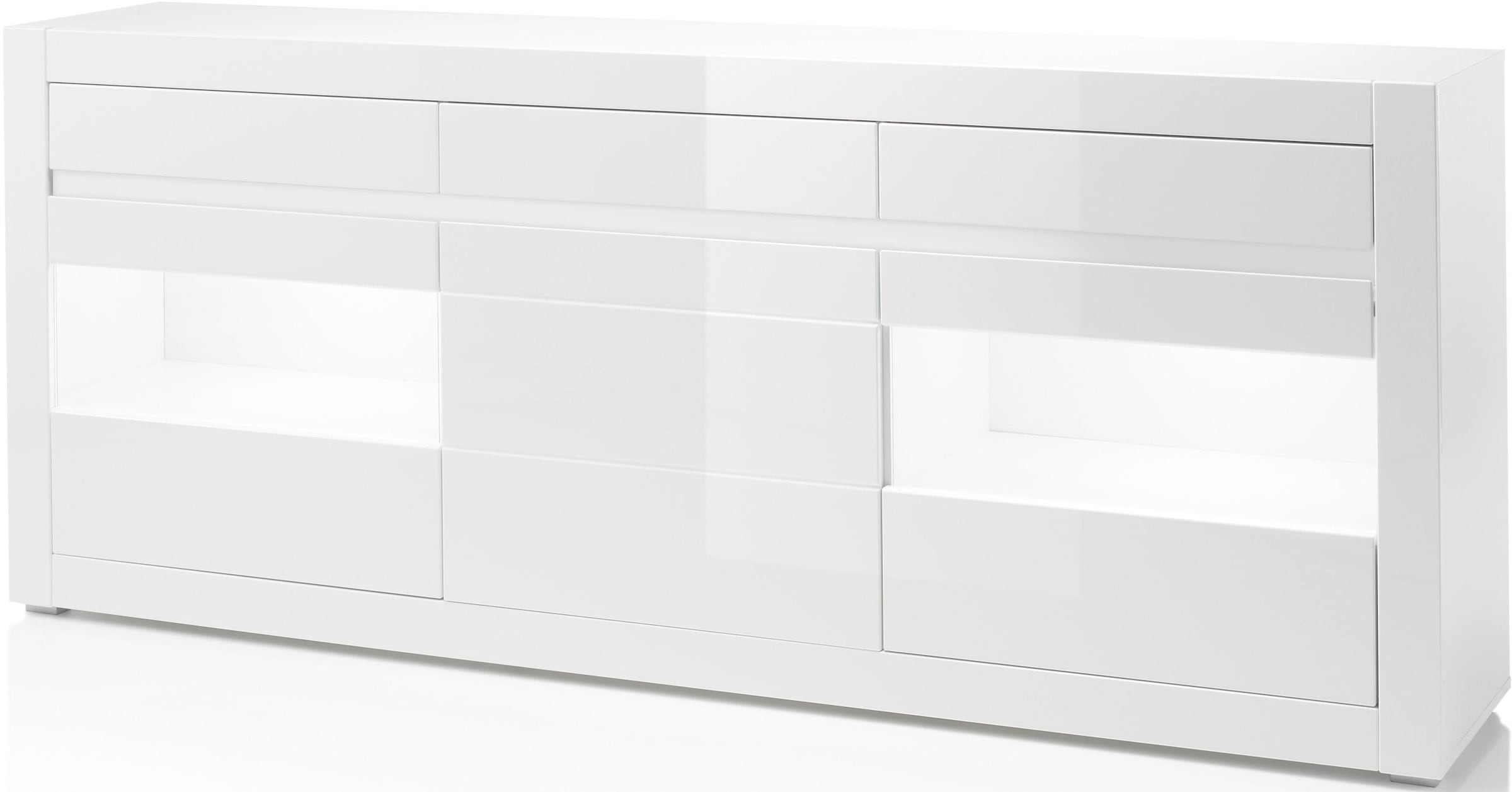 INOSIGN Sideboard »Carat«, Breite 217 cm, wird mit zwei Leisten angeliefert, 1 x grau, 1 x weiss