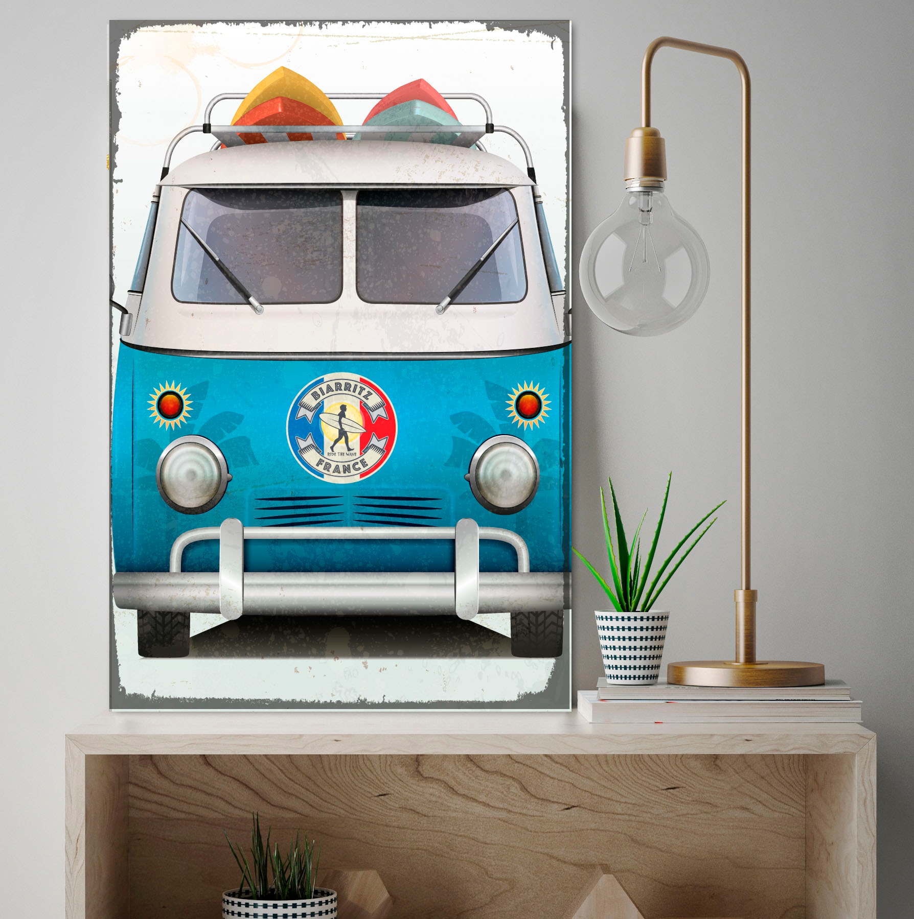 Image of queence Metallbild "Biarritz Surf Bus" Auto Autos 1 Stk. tlg. Stahlschilder
