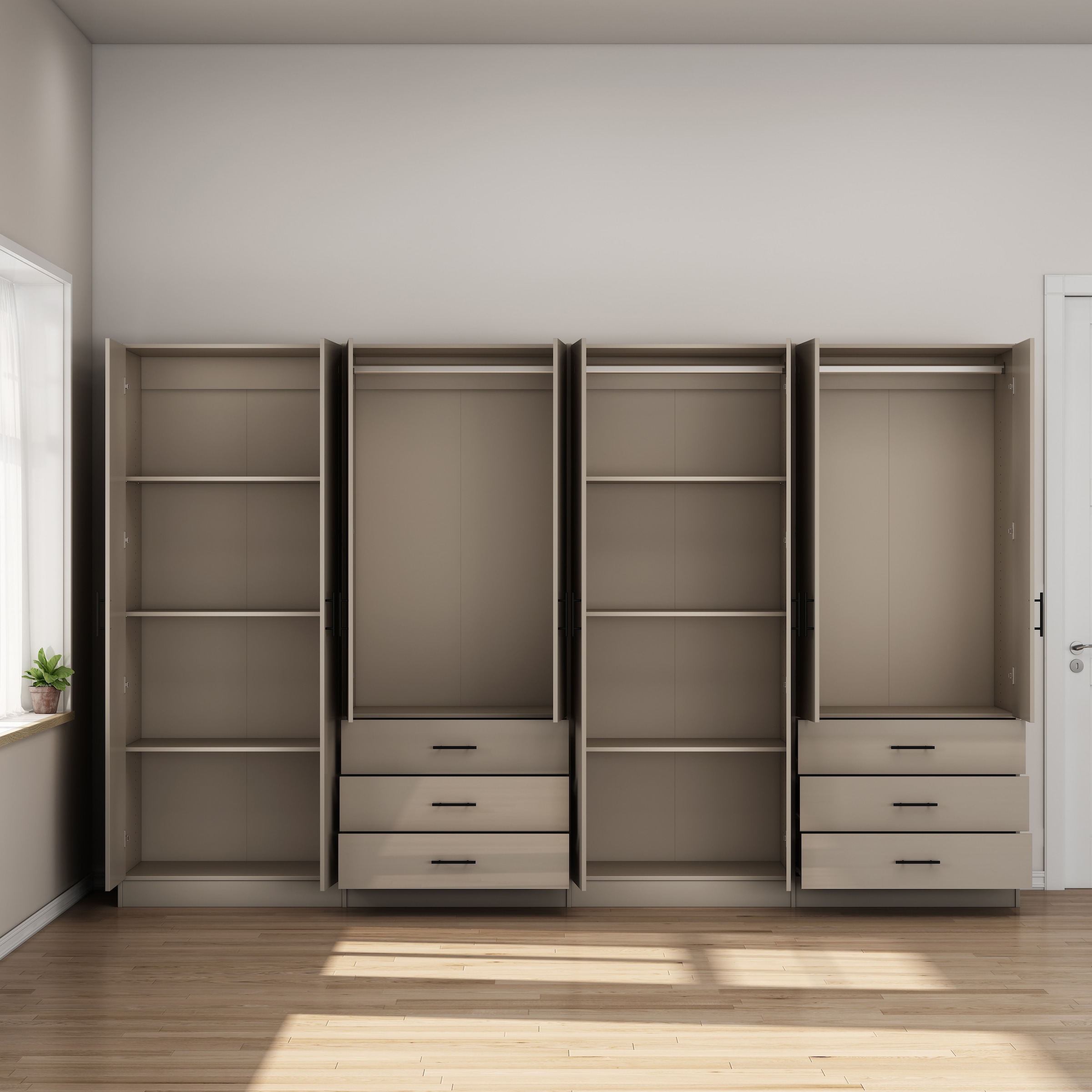 GOODproduct Kleiderschrank »Trento Schlafzimmerschrank Garderobe hochglanz« Schrank mit 8 Türen und 6 Schubladen, hochglänzende Fronten