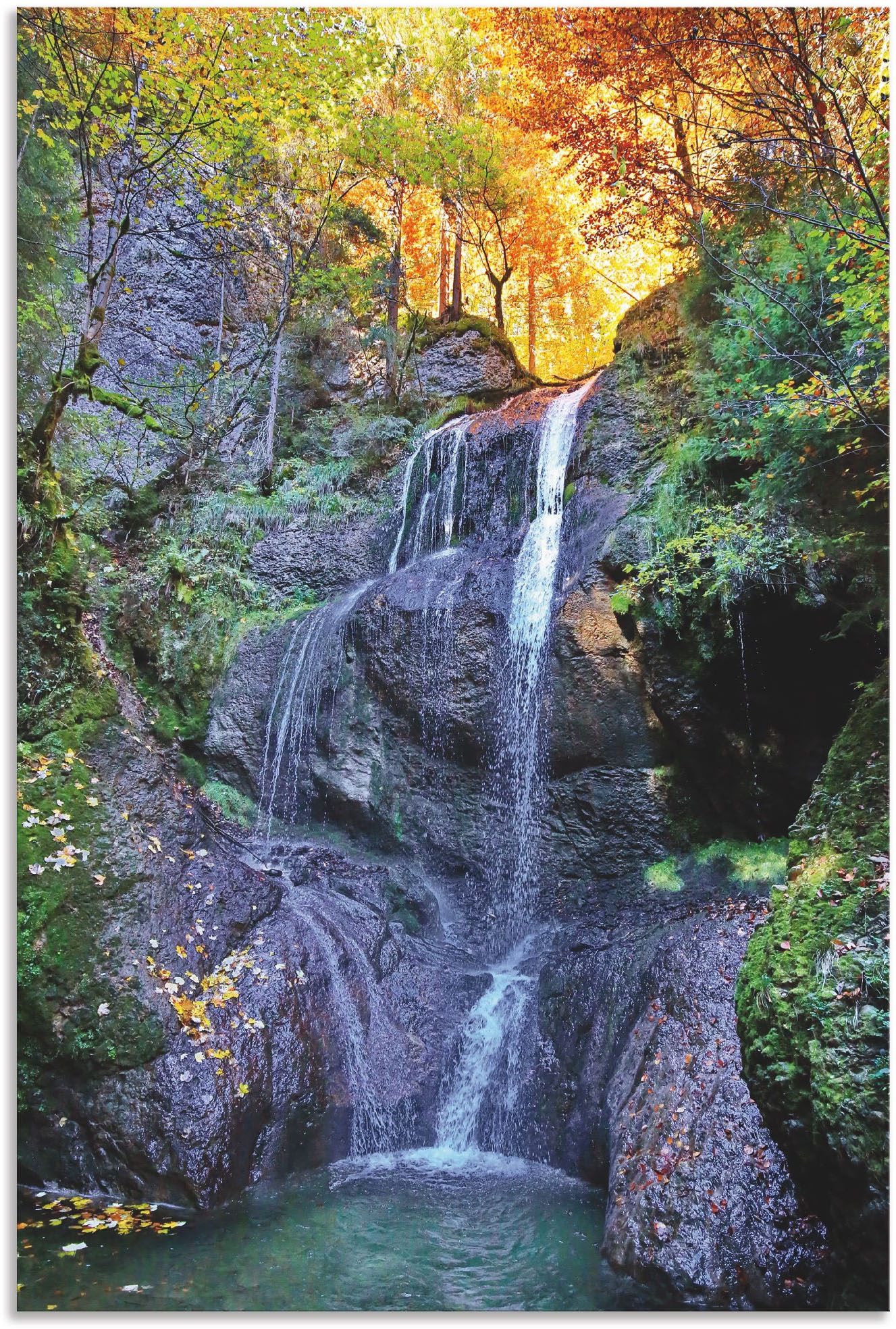 Image of Artland Wandbild »Niedersonthofener Wasserfall im Allgäu«, Wasserfallbilder, (1 St.), in vielen Grössen & Produktarten - Alubild / Outdoorbild für den Aussenbereich, Leinwandbild, Poster, Wandaufkleber / Wandtattoo auch für Badezimmer geeignet bei Ackerma