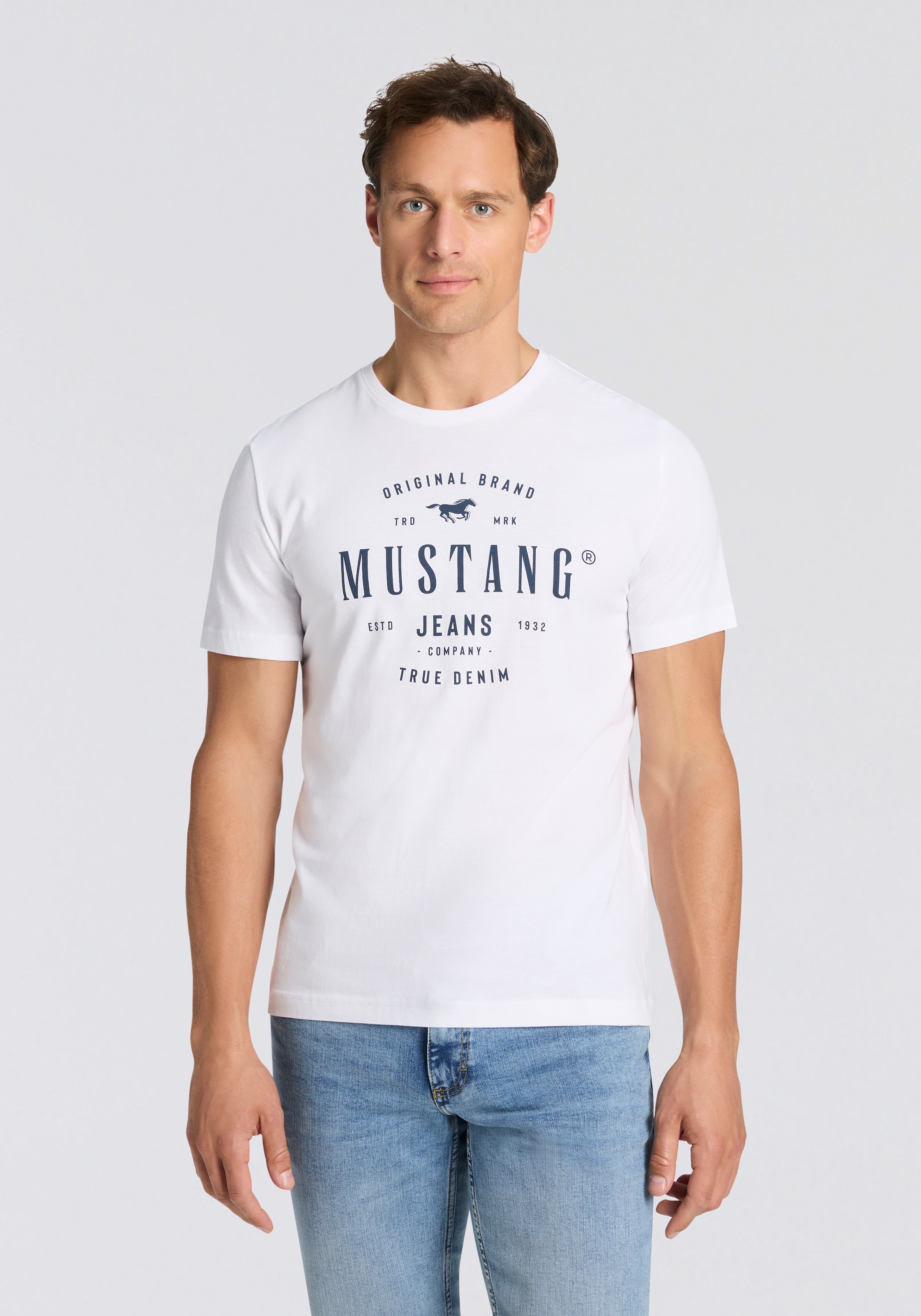 MUSTANG T-Shirt »Style Alex 3-Pack«, (Packung, 3 tlg., 3er), mit plakativem Druck