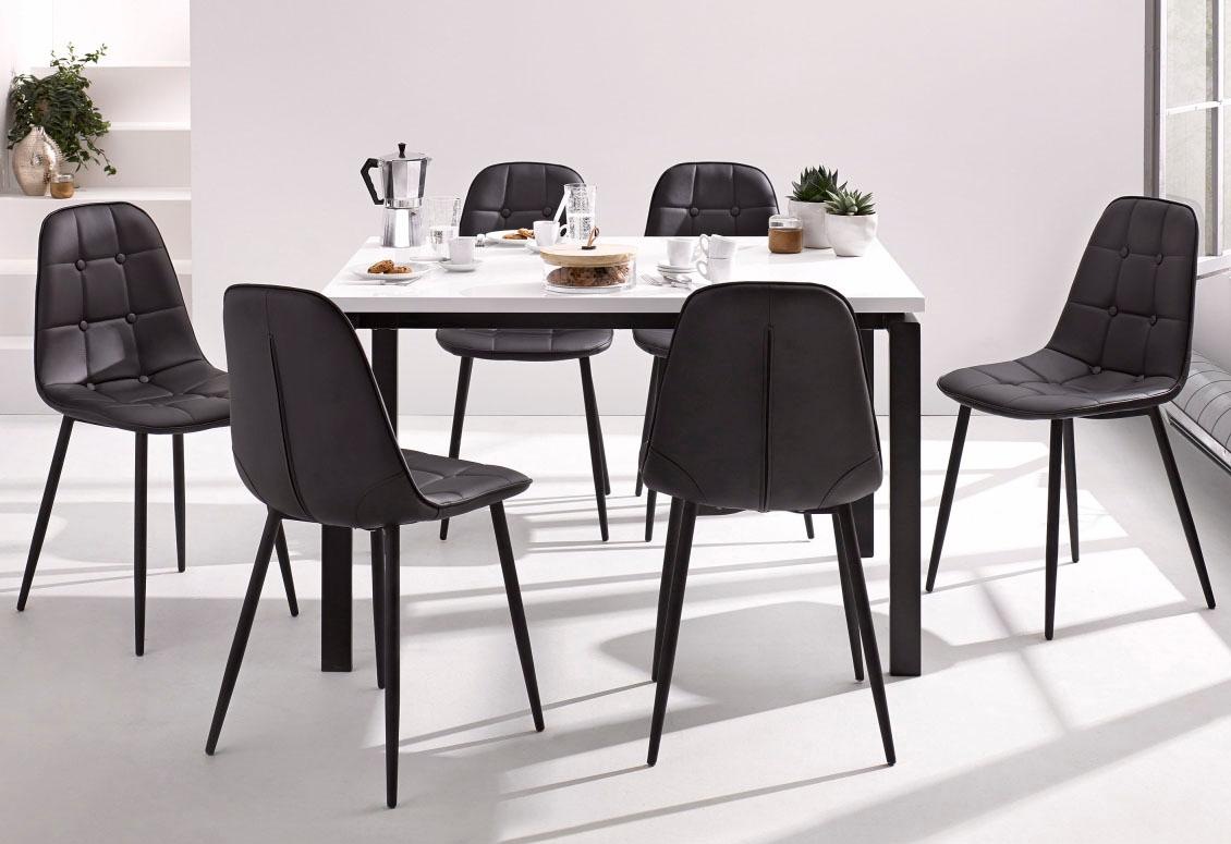 Image of GOODproduct Essgruppe Set, 5 Stk. tlg. Esstisch, Breite 120 cm und 4 Esszimmerstühle, Bezug in Kunstleder