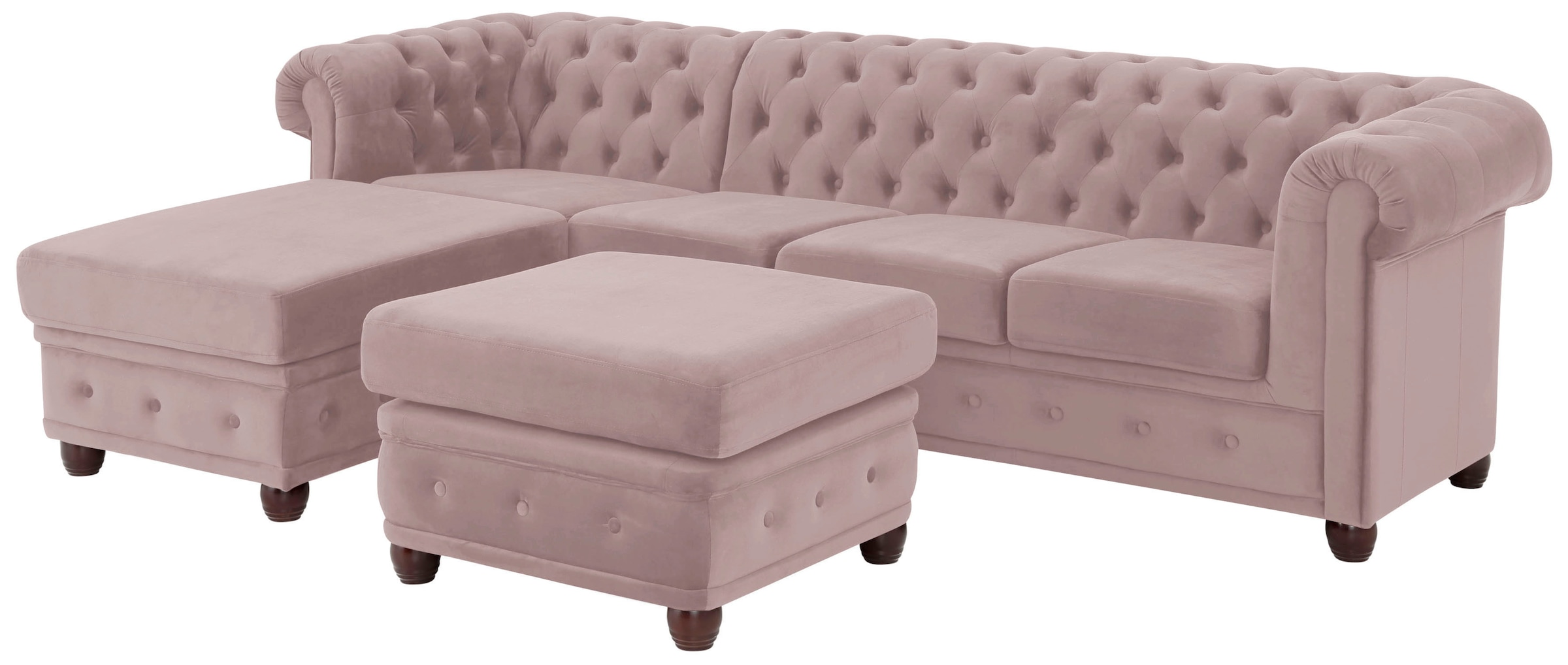 Home affaire Canapé Chesterfield »New Castle L-Form« hochwertige Knopfheftung in Chesterfield-Design, B/T/H: 255(171/72)