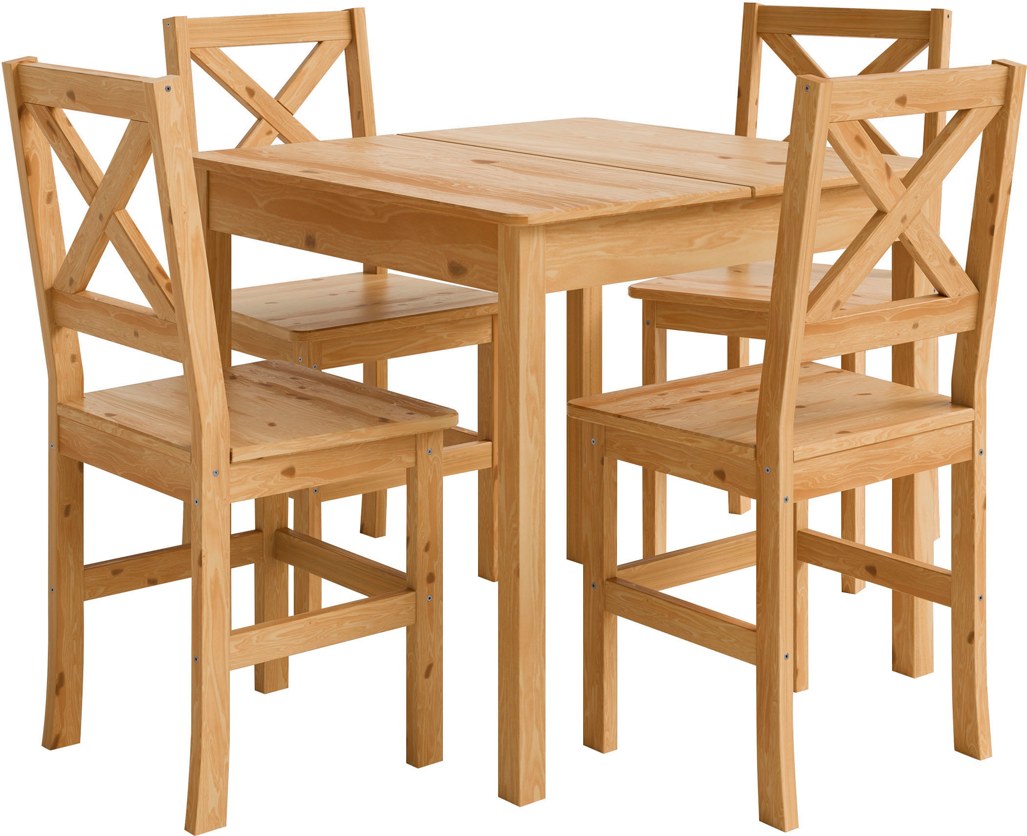 Home affaire 4-Fussstuhl »Malmö«, (Set), 2 St., Holzstuhl Kiefer Massivholz naturfarbig, erhältich als 2er und 4er-Set
