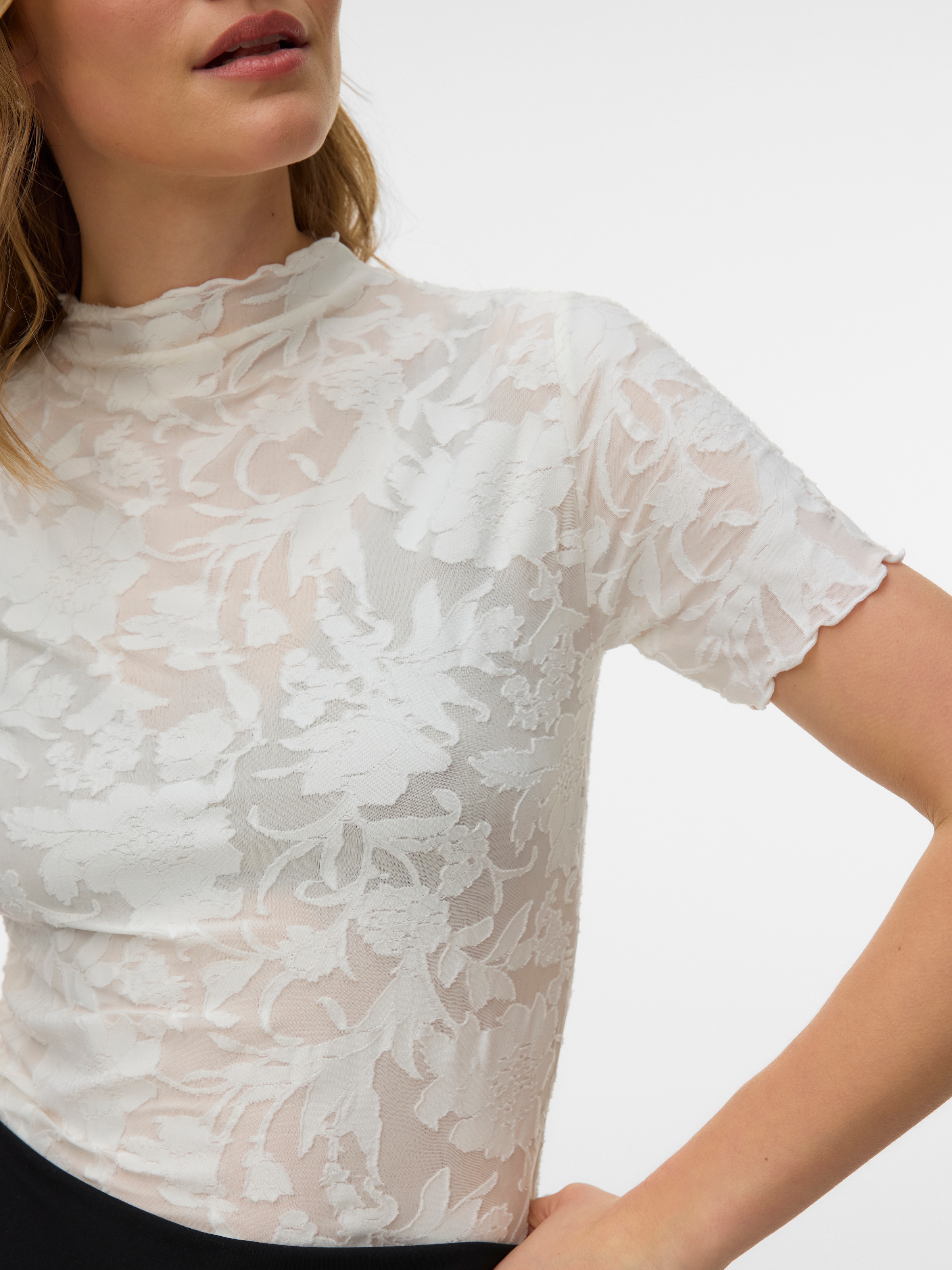 Vero Moda Kurzarmshirt »VMLAYLA SS TOP JRS NOOS« Materialmix