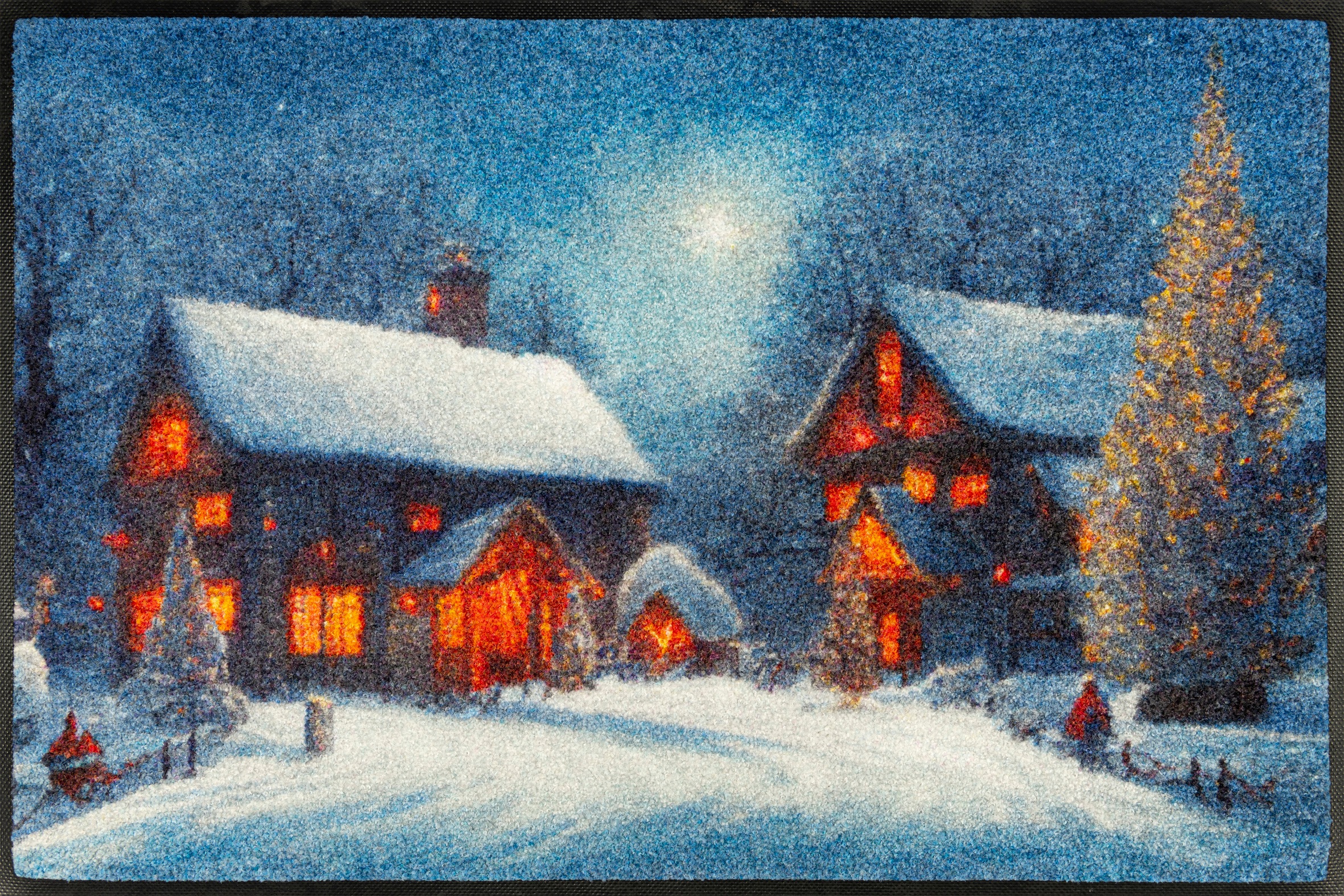 Image of wash+dry by Kleen-Tex Fussmatte "Twinkle Village" rechteckig 7 mm Höhe waschbar und trocknergeeignet