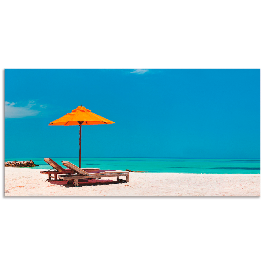 Artland Wandbild »Liegestuhl Sonnenschirm Strand Malediven«, Strand, (1 St.)