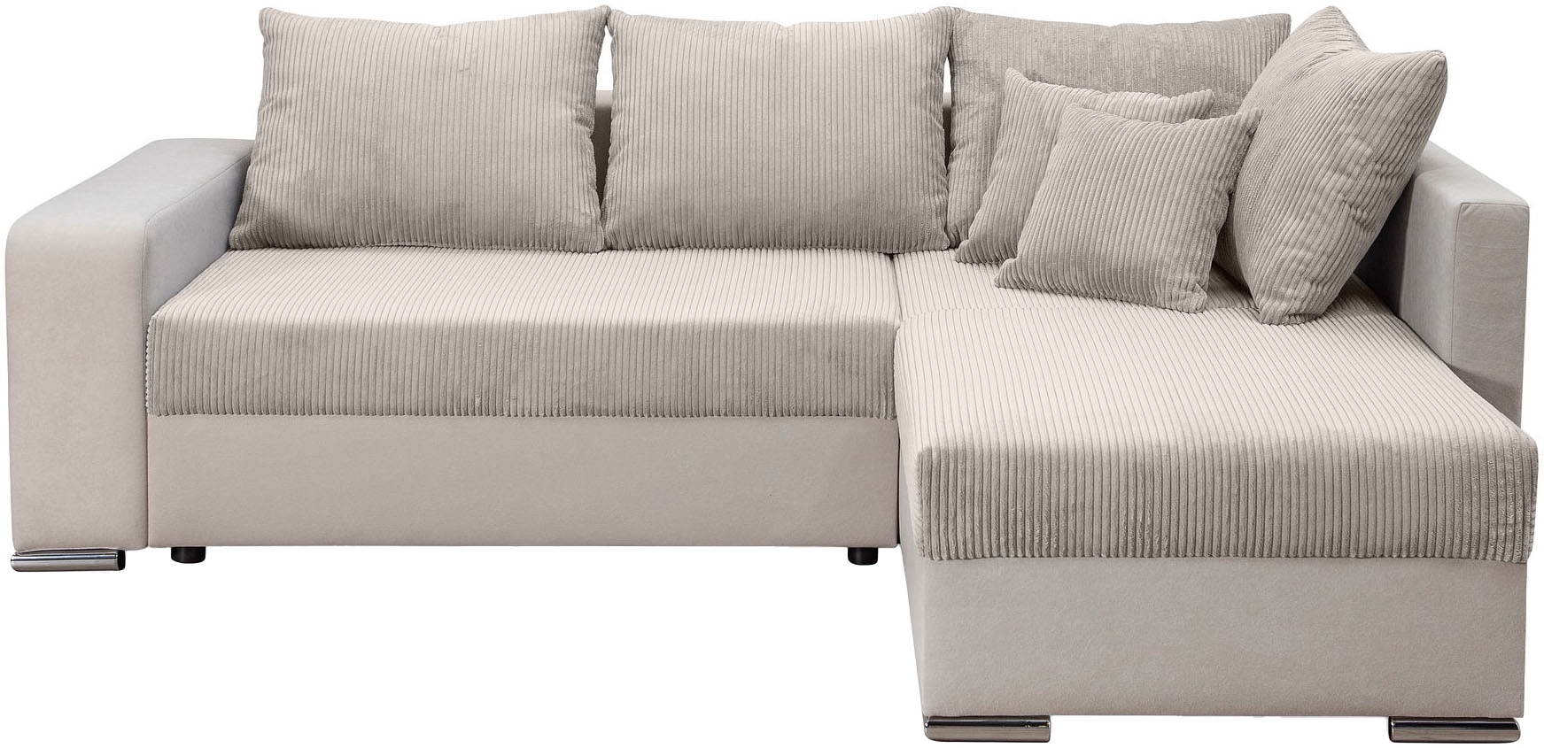 COLLECTION AB Ecksofa »L-Form« Regalarmlehne mit LED RGB Beleuchtung,Bettfunktion und Bettkasten