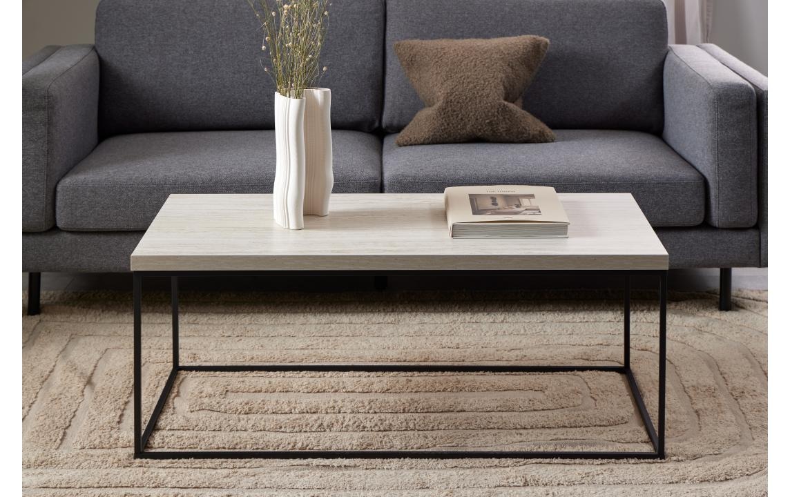 AC Design Couchtisch »Barossa, Wohnzimmertisch, Sofatisch, Steinoptik, rechteckig« Moderner Scandi-Stil, schwarze Stahlgestell, Mehrere Varianten