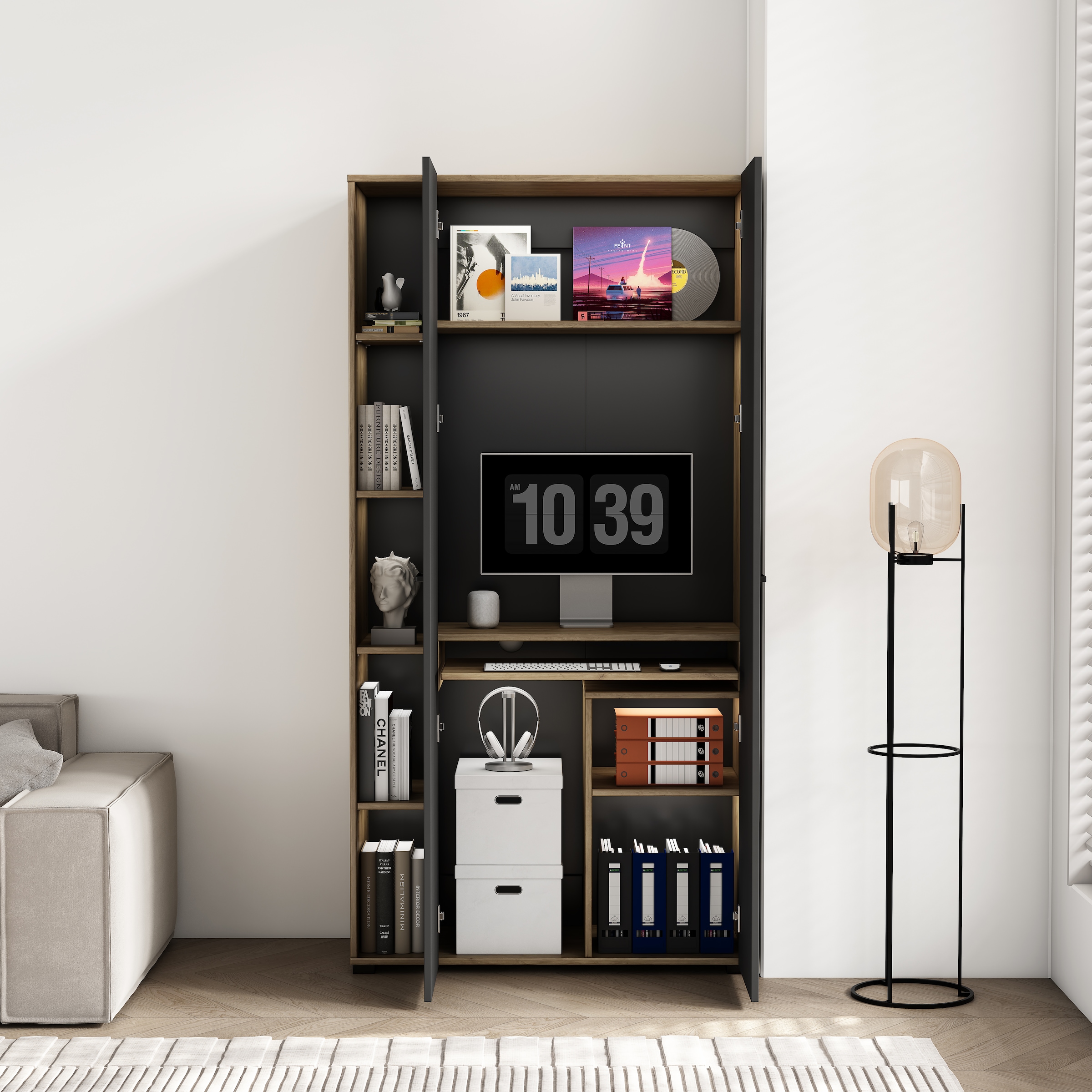 GOODproduct Computerschrank »Moid« Set,  PC-Schrank, mit zwei Türen, mit Tastaturauszug, B 88 cm