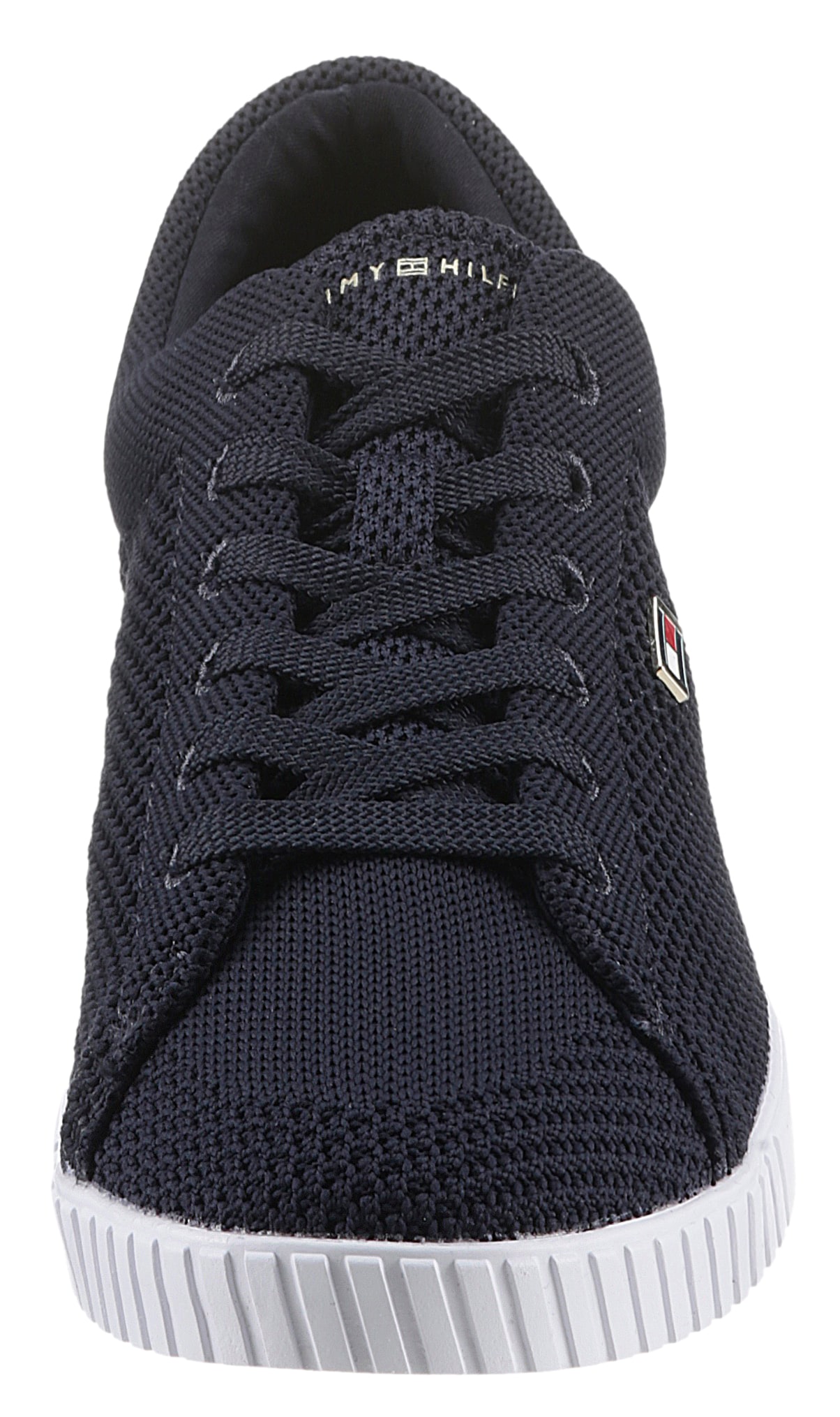 Tommy Hilfiger Sneaker »FLAG LACE UP SNEAKER KNIT«, Freizeitschuh, Halbschuh, Schnürschuh mit seitlichem Flaggen-Label