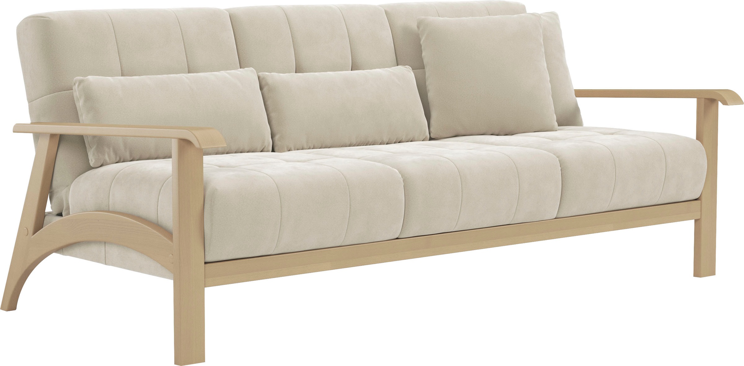 sit&more 3-Sitzer »Billund« Armlehnen aus Buchenholz in natur, verschiedene Bezüge und Farben