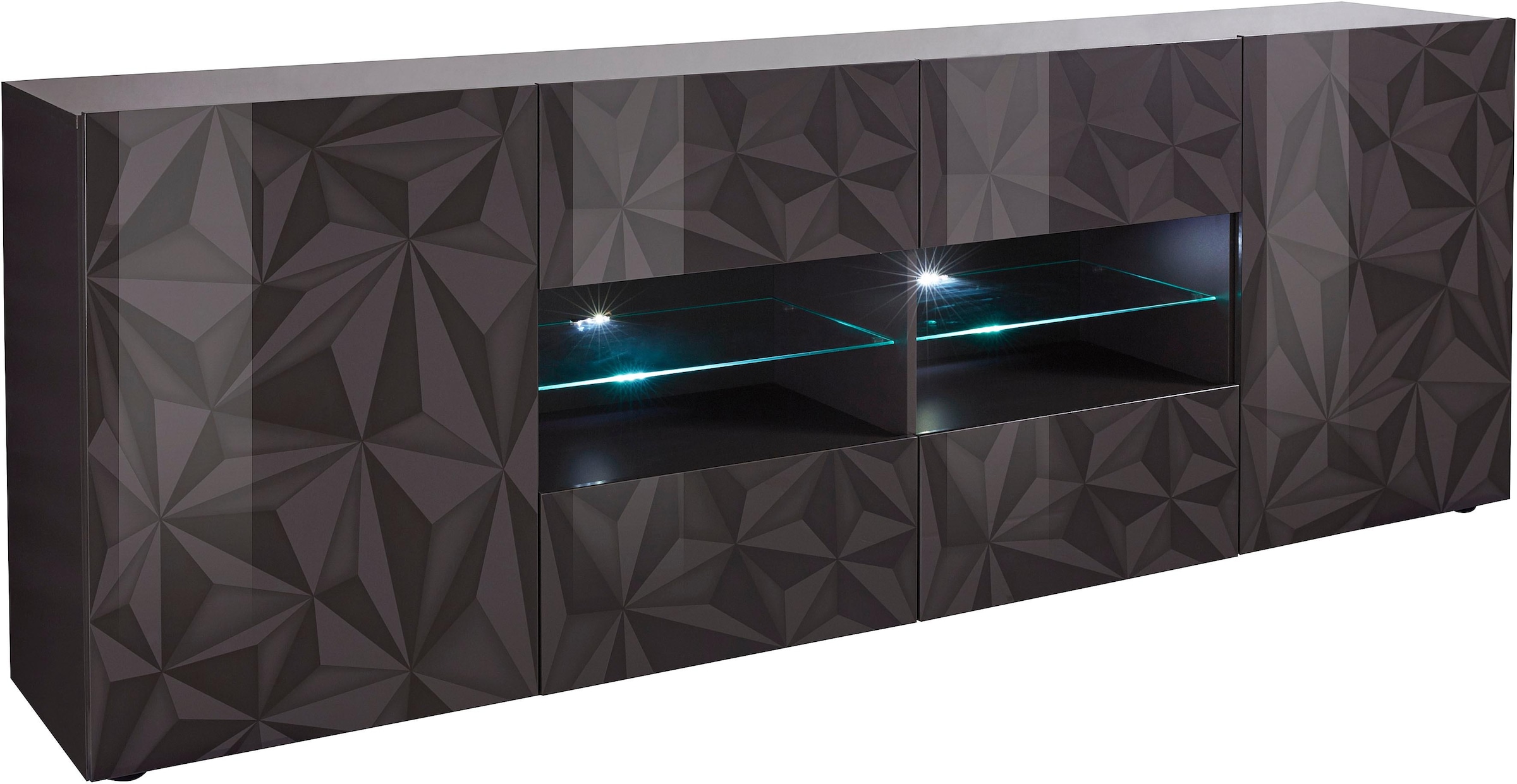 INOSIGN Sideboard »Prisma Breite 241, Kommode 2 Türen, 4 Schubkästen, Anrichte«, Front mit elegantem Siebdruck, grifflos, viel Stauraum