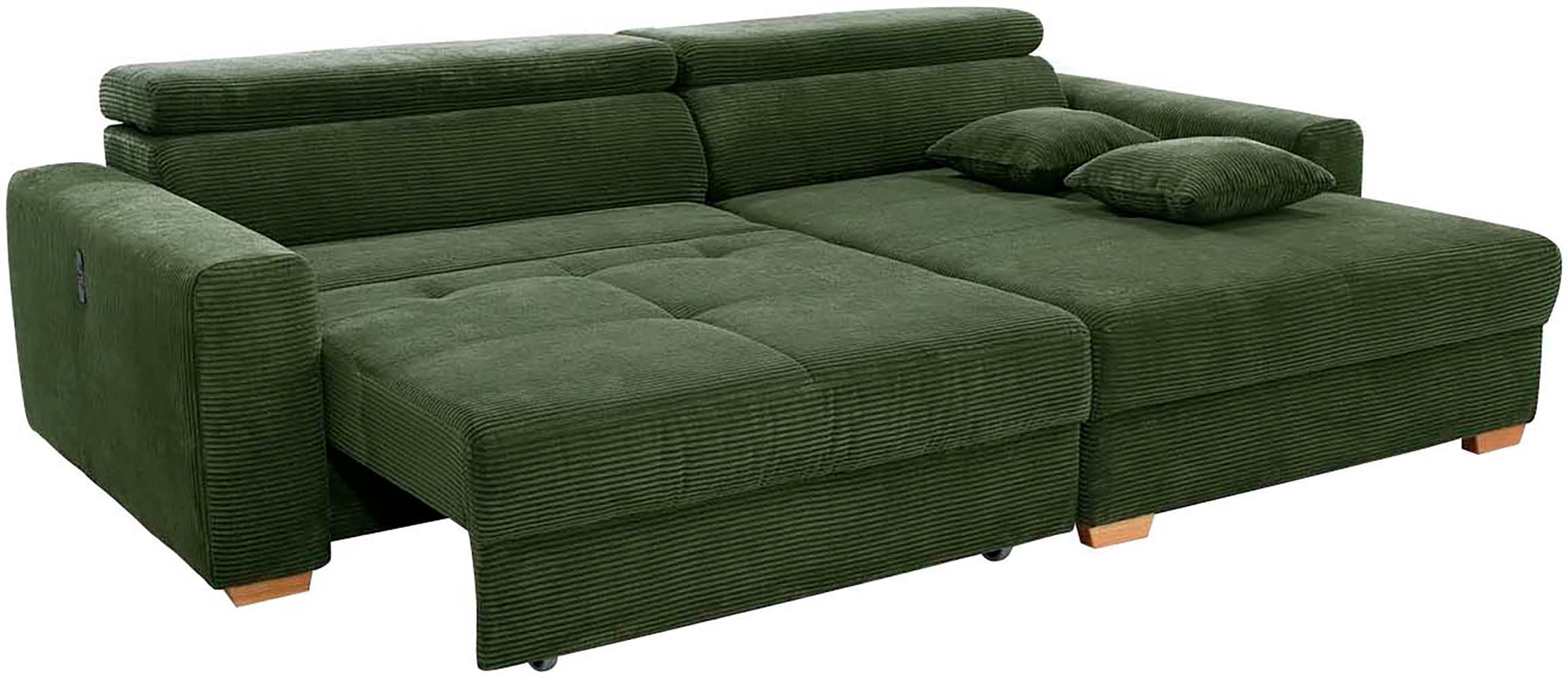 Jockenhöfer Gruppe Ecksofa »Slider L-Form, B: 277 cm Couch, 60cm elektrische Sitztiefenverstellung« 140kg Belastbarkeit, USB-Anschluss, Kopfteilverstellung & Zierkissen