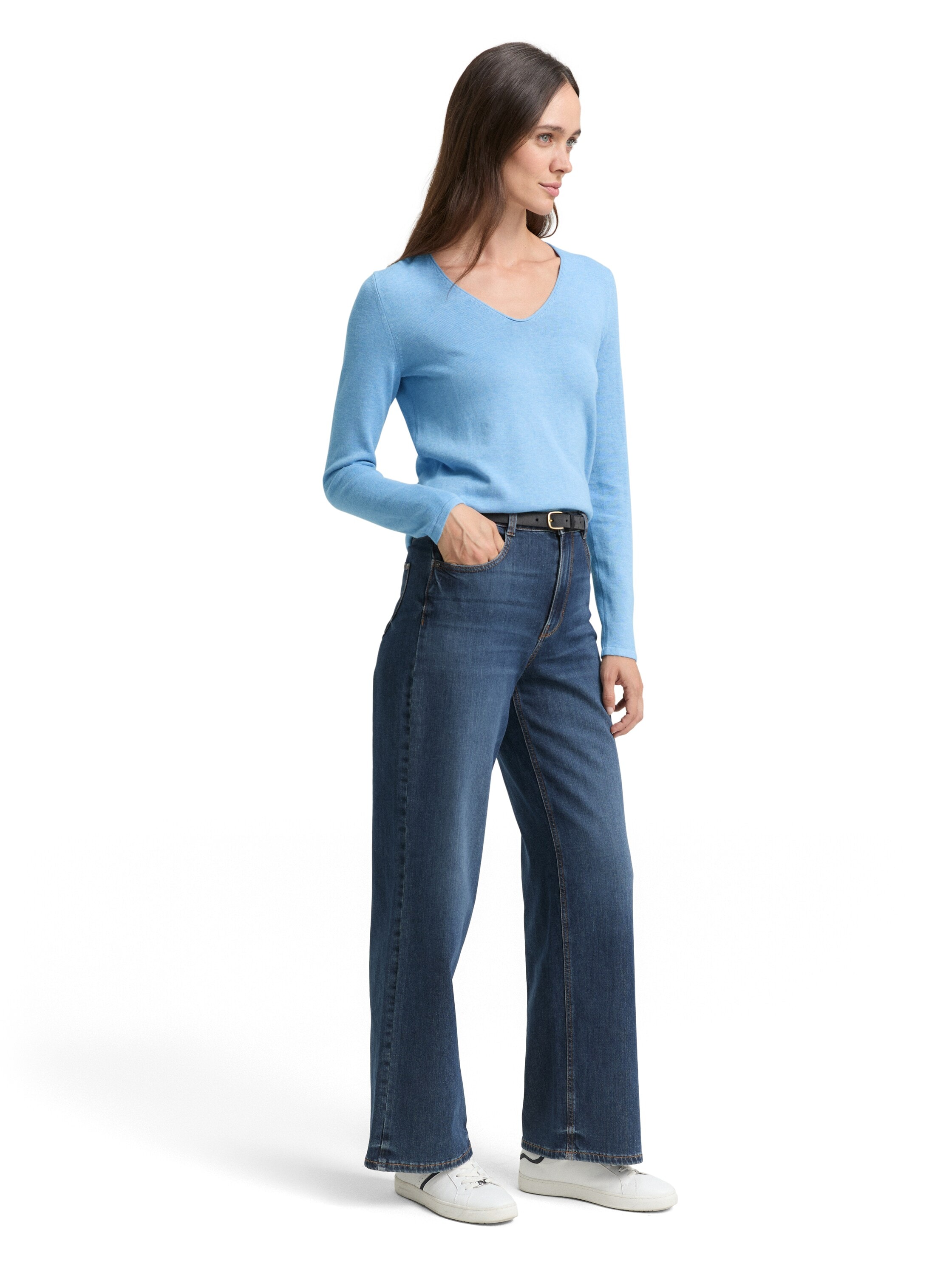 TOM TAILOR V-Ausschnitt-Pullover aus Feinstrick