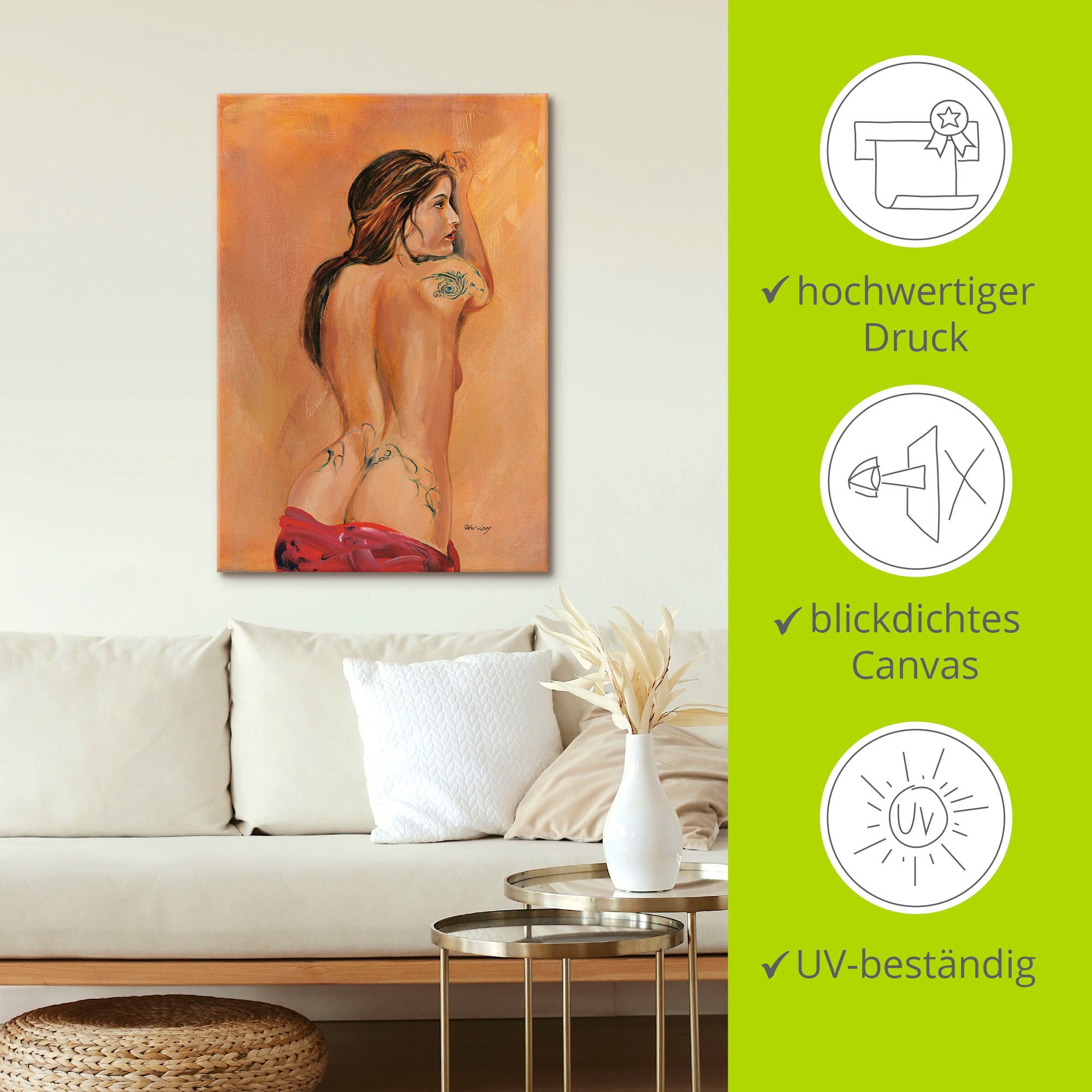 Artland Tableau sur toile »Tattoo Mädchen« 1 cuis tlg. auf Holzrahmen gespannt